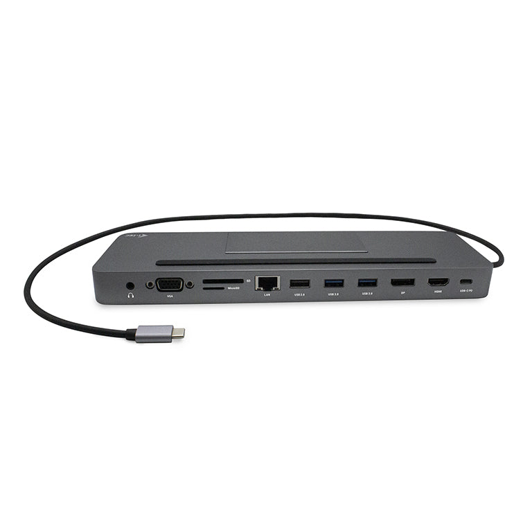 I-TEC USB-C Metal 4K 3xDisplay DS 1xHDMI 1xVGA 1xDP 1xSD+1xmicroSD Cardreader 1xGLAN 1x3.5mm Audio 2xUSB 3.0 2xUSB 2.0 1xUSB-C PD