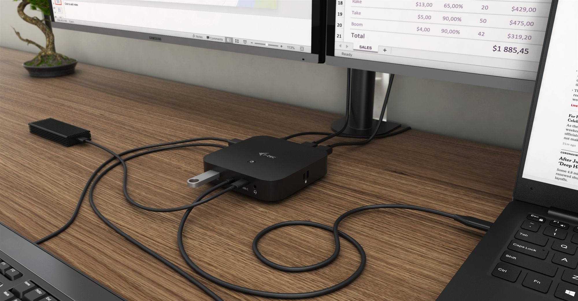 I-TEC USB-C Dual Display MST DS 1xDP 1xHDMI 1xGLAN 3xUSB 3.0 2xUSB 2.0 1xUSB-C-Datei 1xAudio/Mic Jack 1x100W USB-C PD+Charger 112W