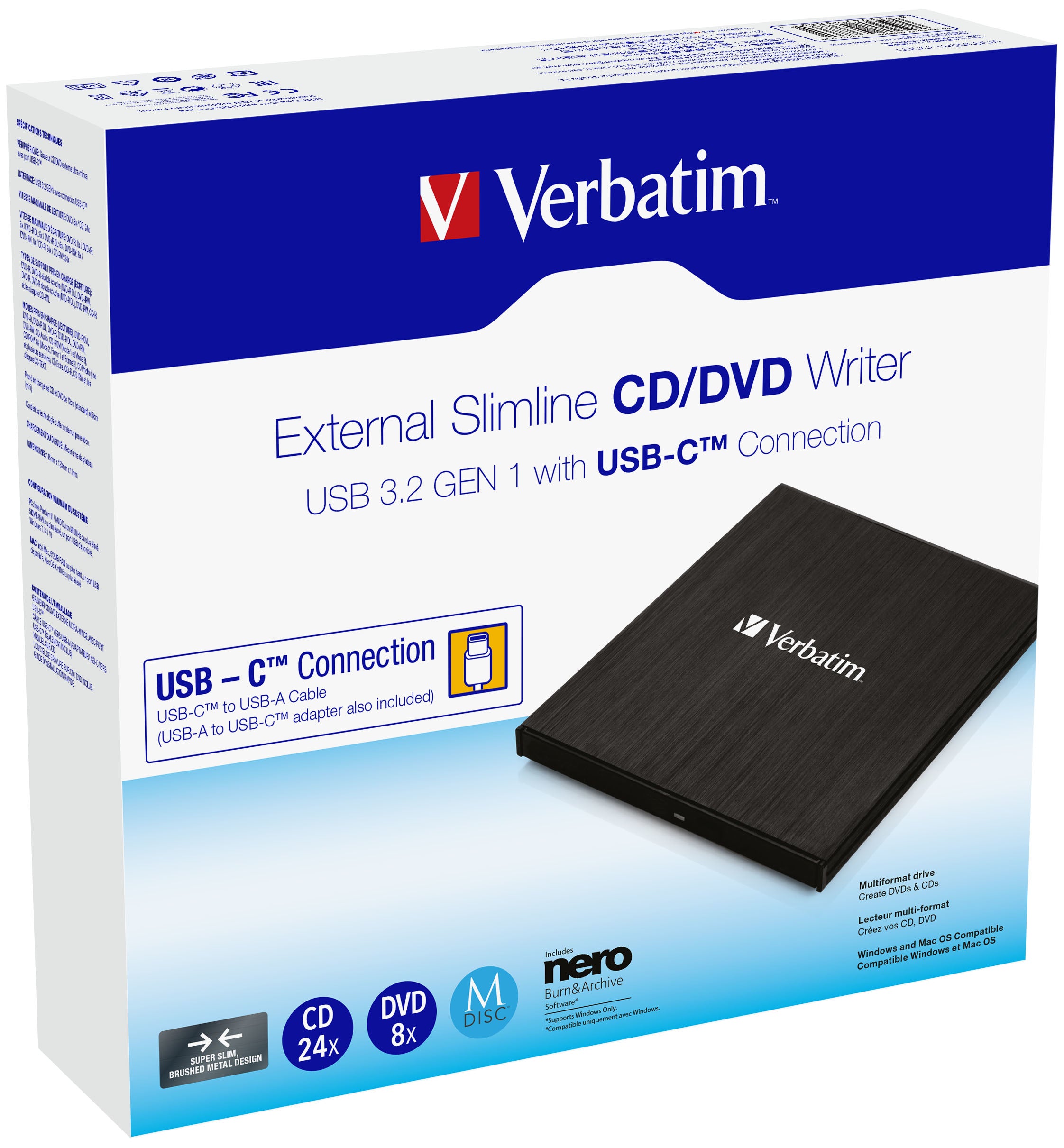 VERBATIM EXTERNAL SLIMLINE CD/DVD WRITER