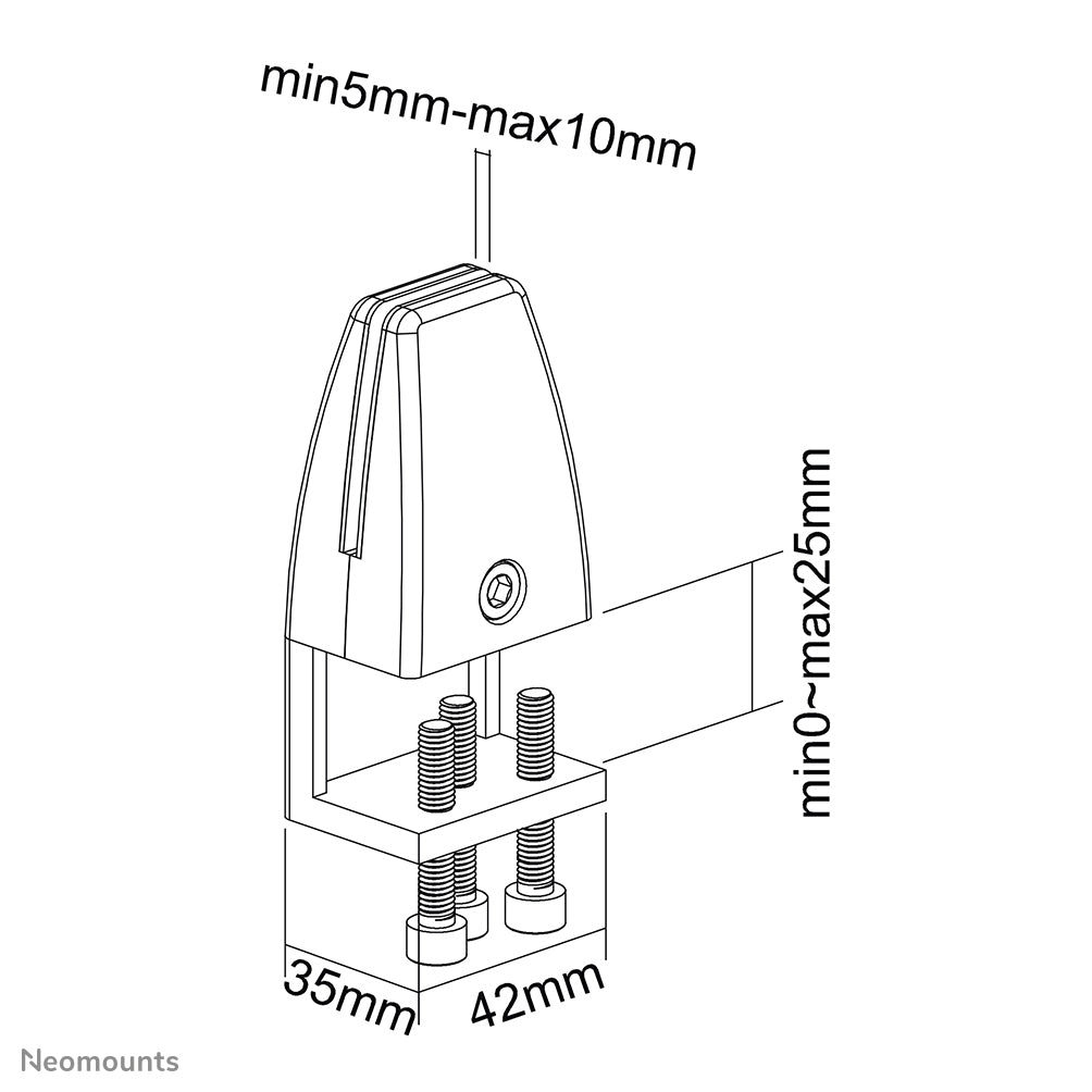 Neomounts Desk Clamp set 825 mm NSGLSPROTECT Black 2 pcs