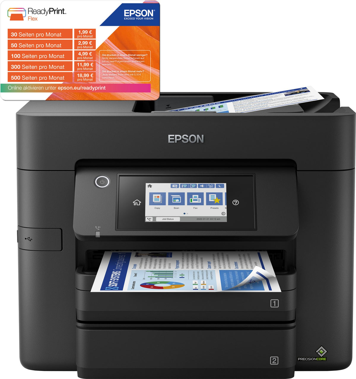 EPSON WorkForce Pro WF-4830DTWF MFP colour ink-jet A4 25ppm print 500 sheets USB 2.0 LAN Wi-Fi USB host NFC