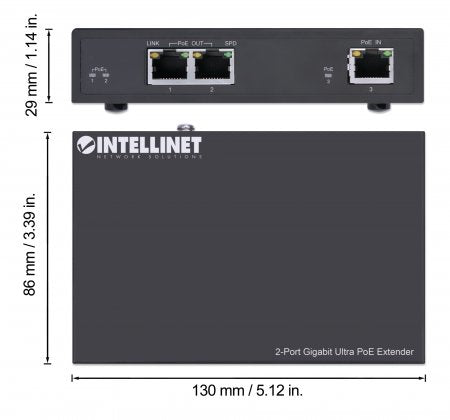 Intellinet 561600 prolongateur réseau Émetteur réseau Noir 10, 100, 1000 Mbit/s