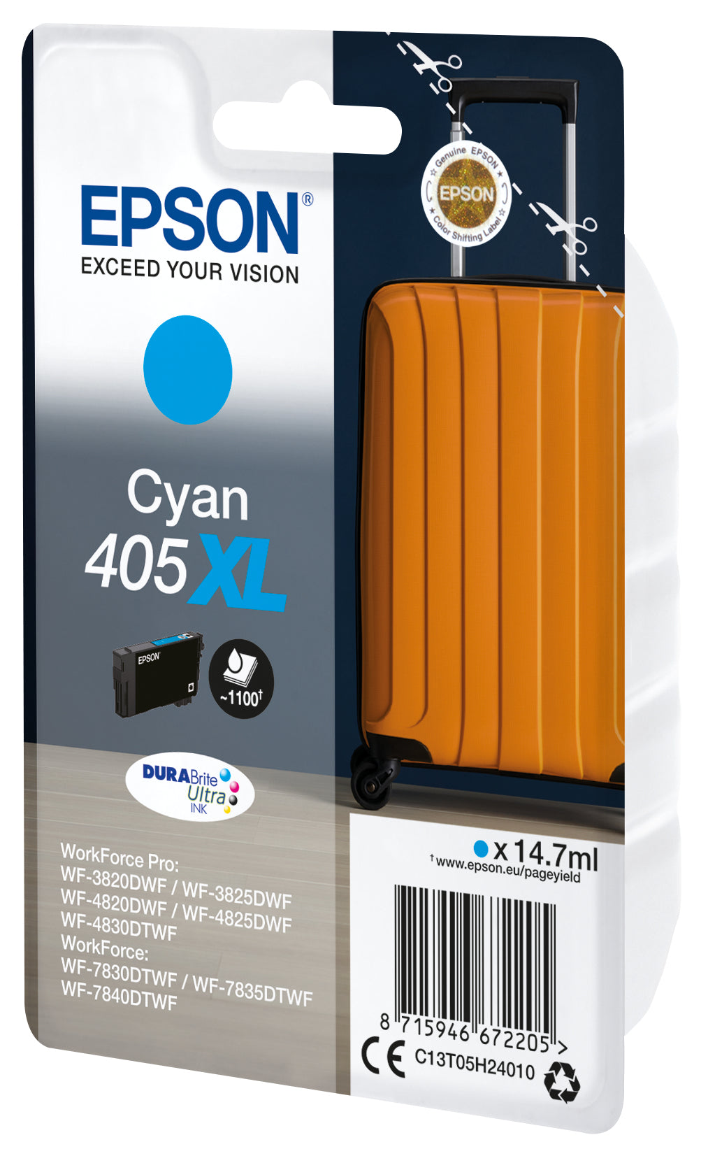 EPSON 6LB Singlepack Cyan 405XL DURABrite Ultra Ink