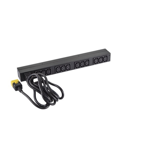 APC Basic Rack-Mount PDU Rack AC 208/230V input IEC 60320 C20 output connectors 12 power IEC 60320 C13 1U 19 2.49m cord BK