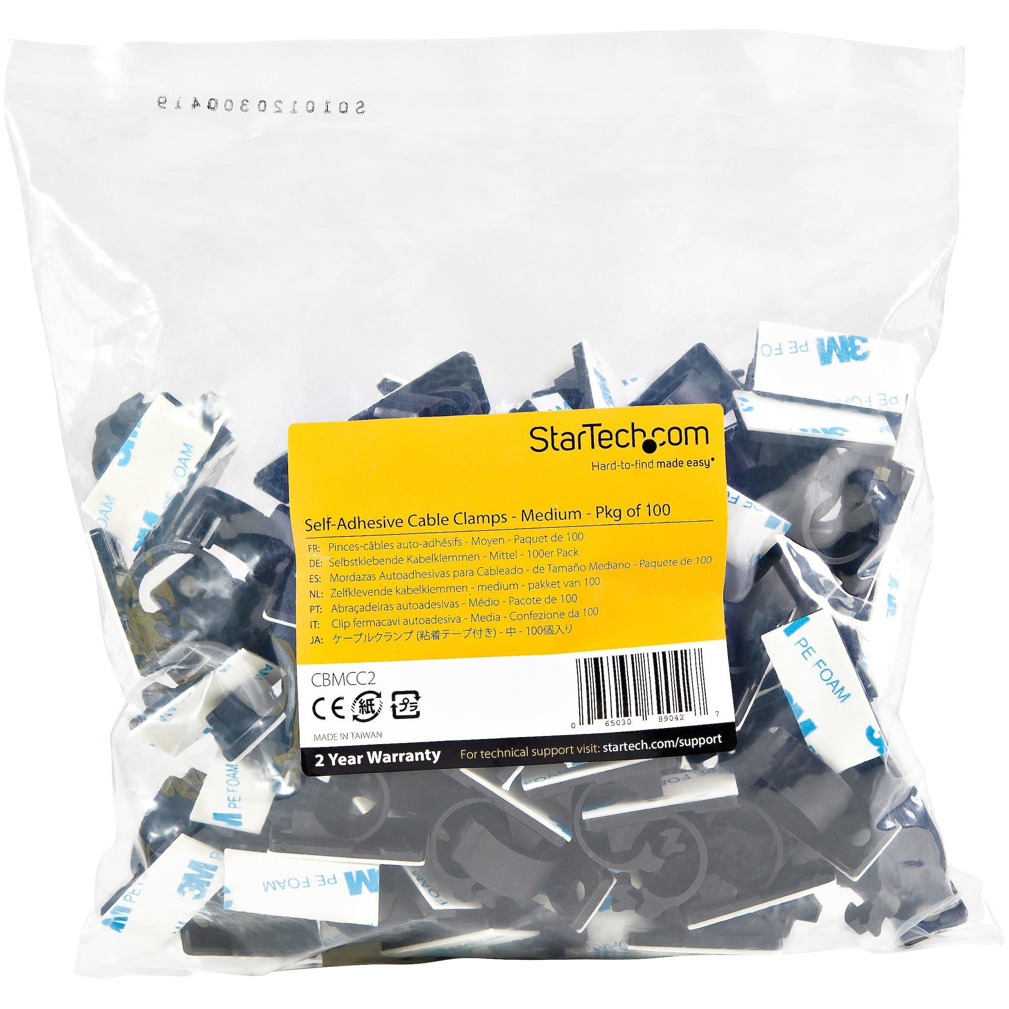 100 Self Adhesive Cable Management Clips