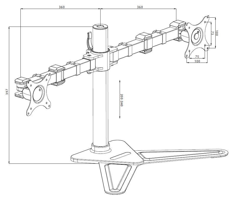 DS1002D-B1 Desk Stand 10"~30" VESA 75x75