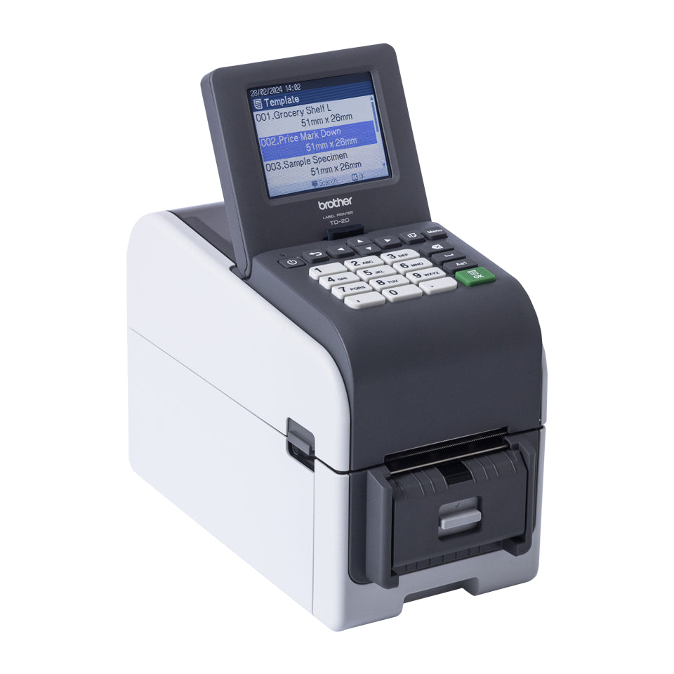BROTHER 2p label printer USB connection 203dpi Ethernet Possible battery LCD screen Bluetooth Wi-Fi touch screen