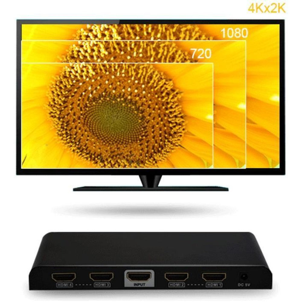 Techly IDATA HDMI2-4K4 Répartiteur HDMI 2.0 4K@60Hz 1x4 Actif
