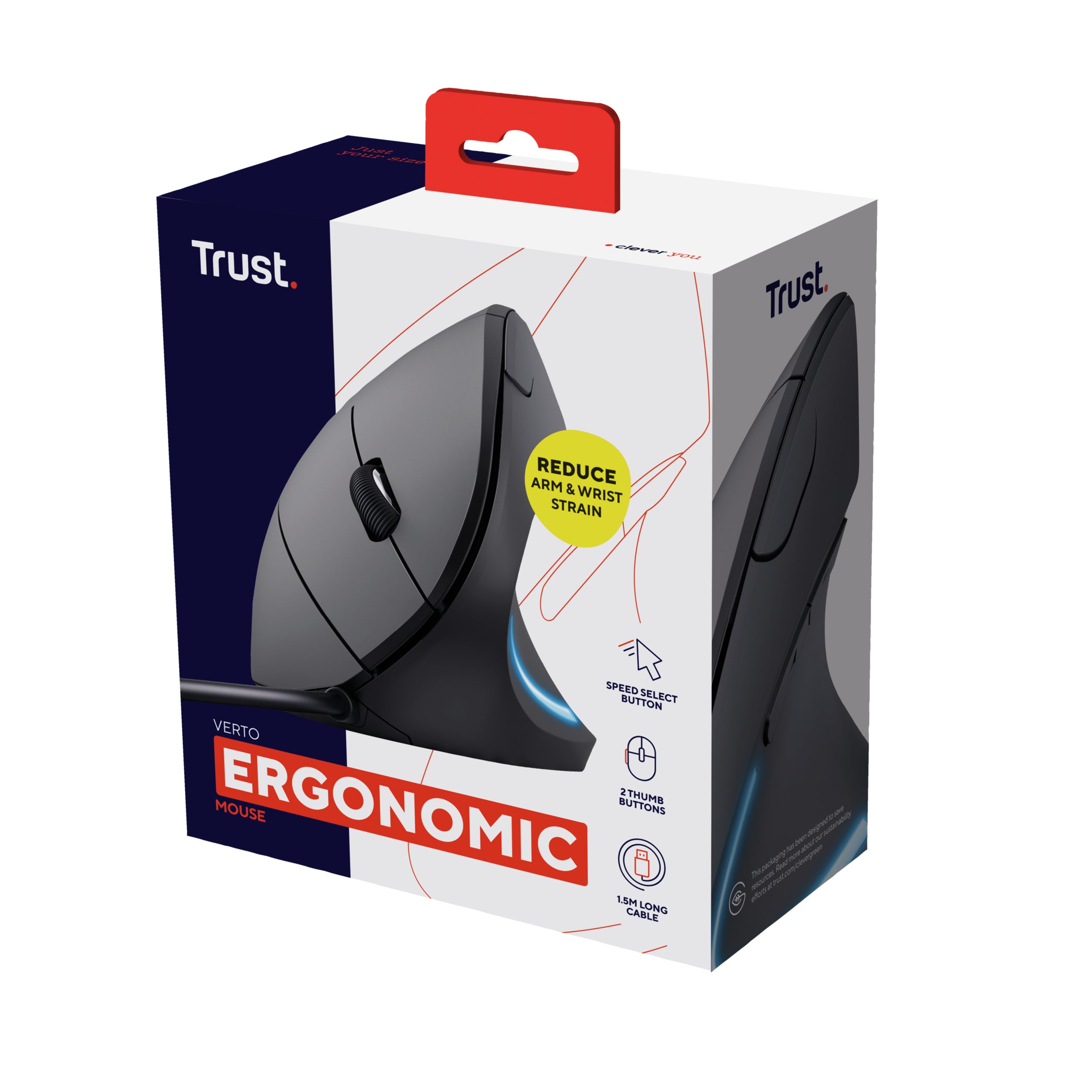 TRUST Souris filaire ergonomique VERTO - Noire