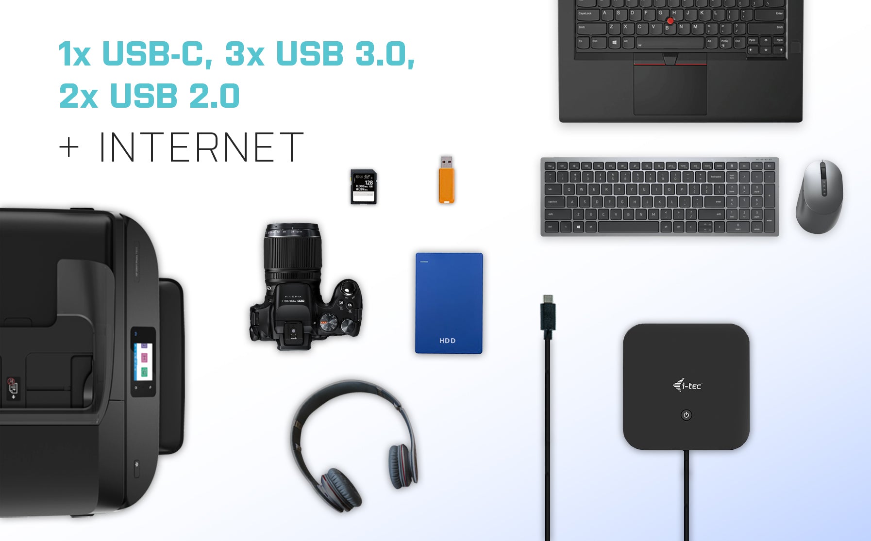 I-TEC USB-C Dual Display MST DS 1xDP 1xHDMI 1xGLAN 3xUSB 3.0 2xUSB 2.0 1xUSB-C-Datei 1xAudio/Mic Jack 1x100W USB-C PD+Charger 112W