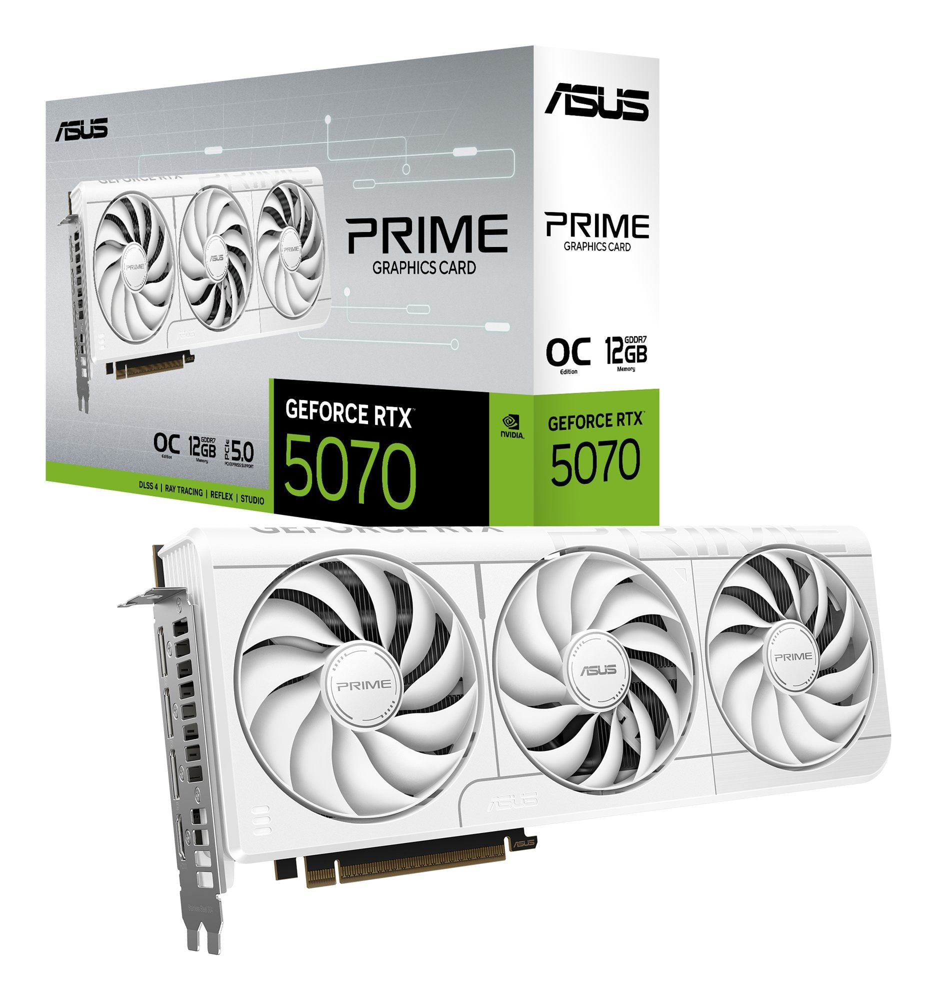 ASUS Prime GeForce RTX 5070 White OC Edition 12Go GDDR7 Graphics Card PCIe 5.0 HDMI/DP 2.1