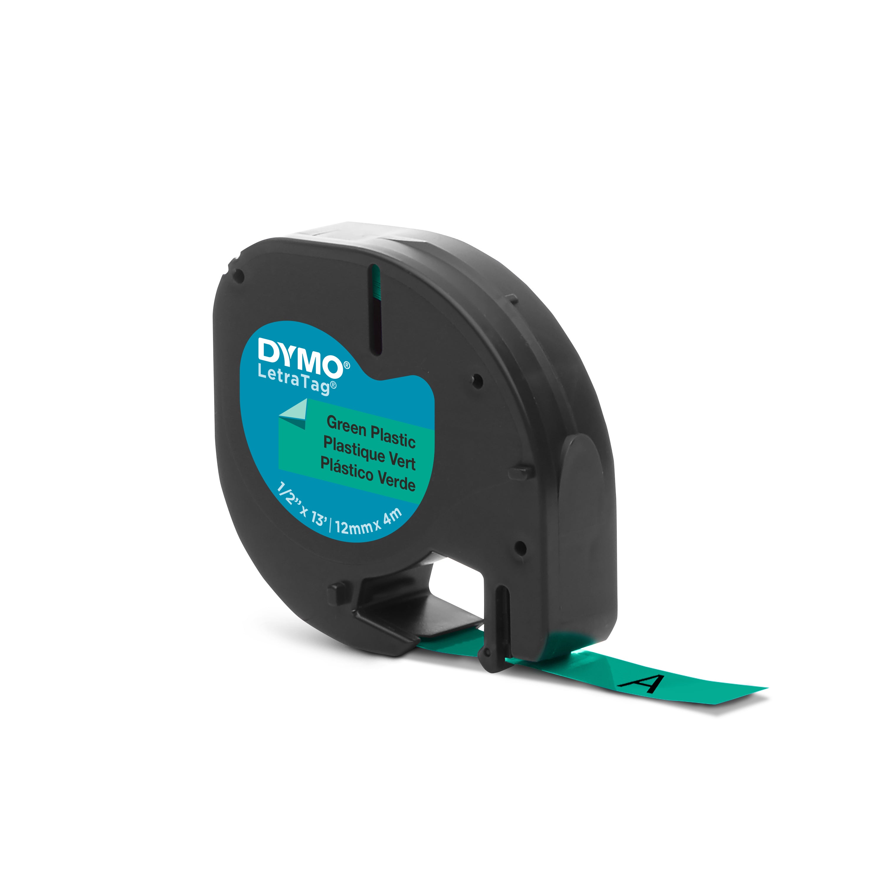 Ruban plastique dymo noir/vert 12MM pour letratag
