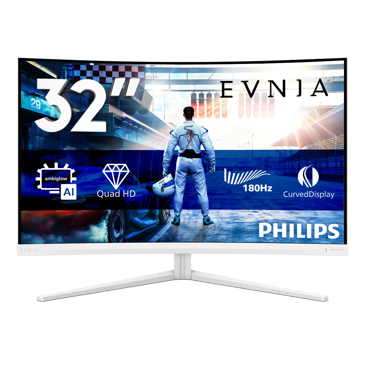 PHILIPS 31.5p 2560x1440 VA Curved 1500R 130mm EVNIA 5000 Ambiglow Curved QHD 2K 180Hz Fast VA 1ms GtG HDR10