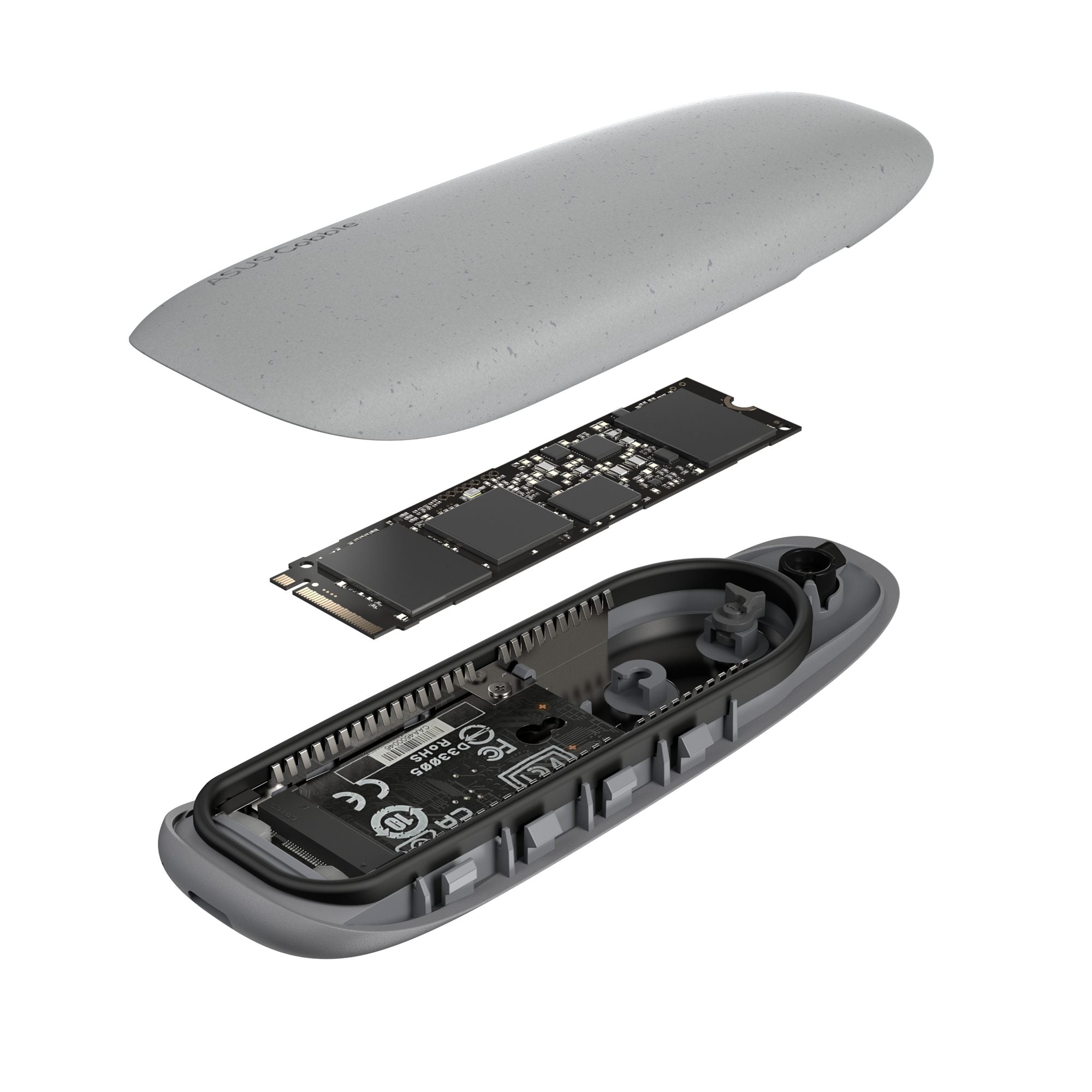 ASUS Cobble USB-C 3.2 Gen 2x1 SSD enclosure SSD case 10Gbps dual M.2 NVMe PCIe and SATA interfaces Grey
