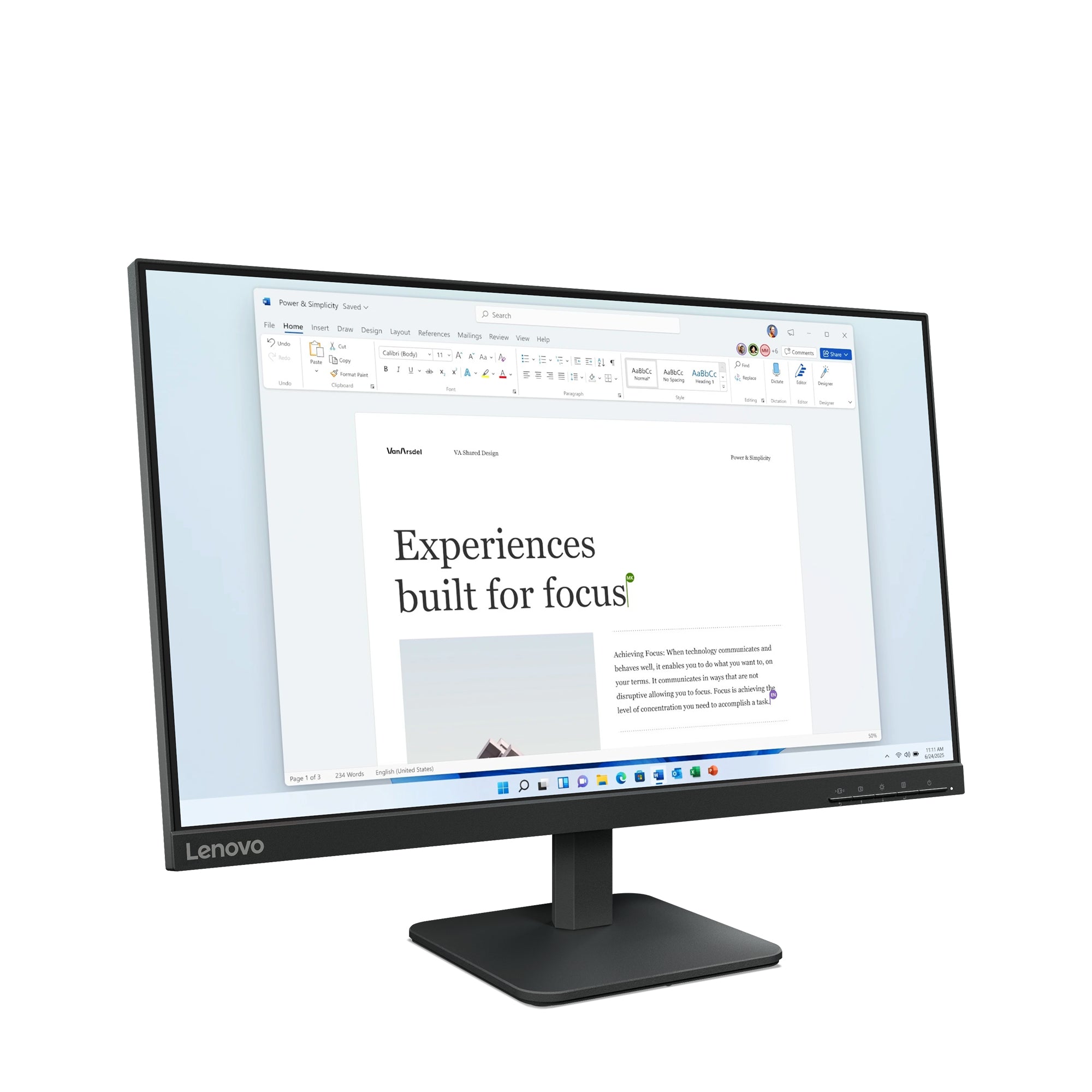 "Lenovo L24-4e écran plat de PC 60,5 cm (23.8"") 1920 x 1080 pixels Full HD LCD Noir"