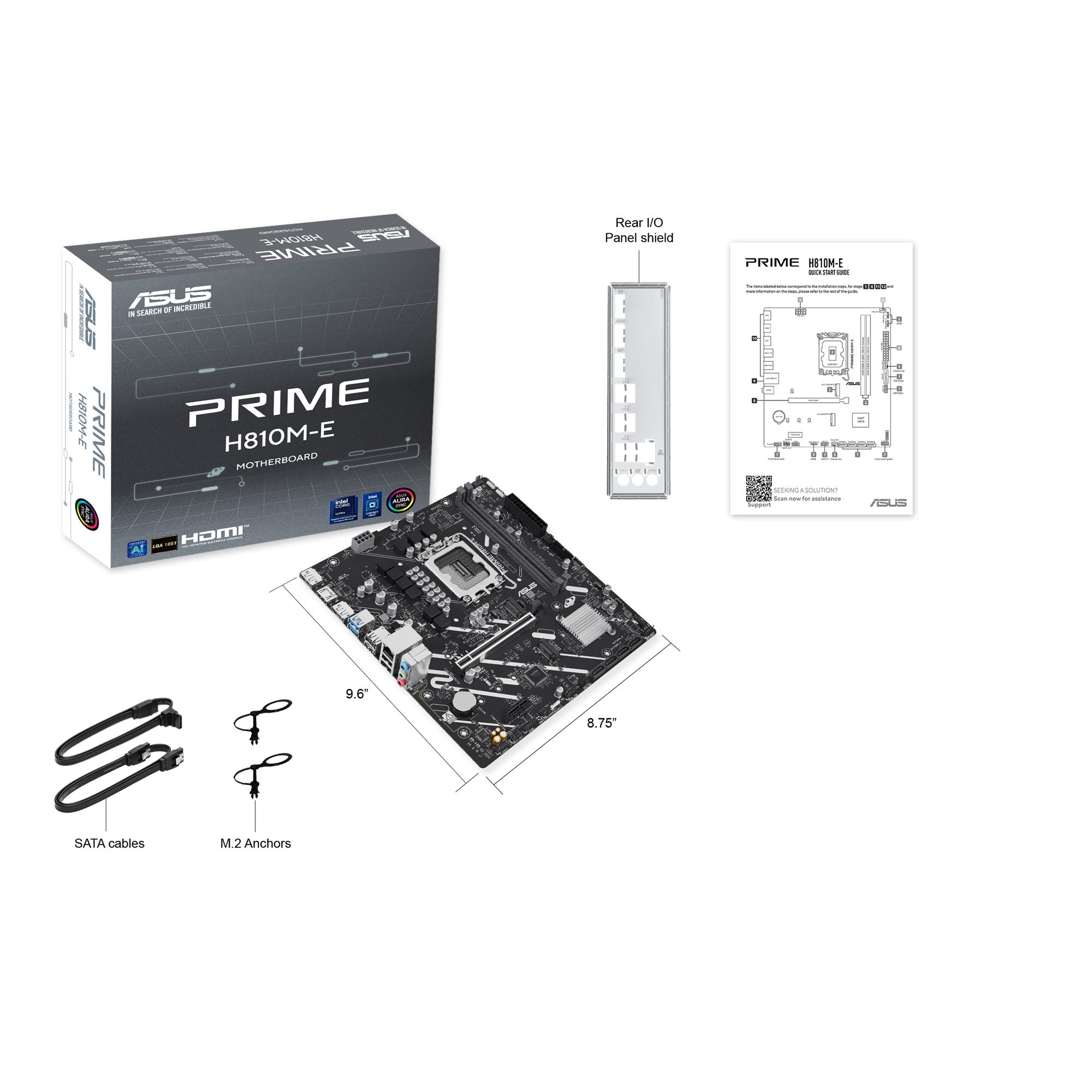 ASUS PRIME H810M-E-CSM Micro-ATX motherboard PCIe 4.0 2xM.2 DDR5 1xHDMI 2xDisplayPort