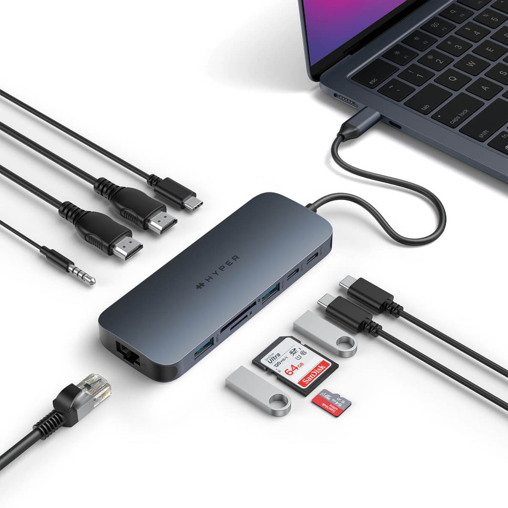 TARGUS HyperDrive EcoSmart Gen.2 Dual HDMI USB-C 11-in-1 Hub w 140 W PD3.1 Pass-Thru - For MST enabled devices