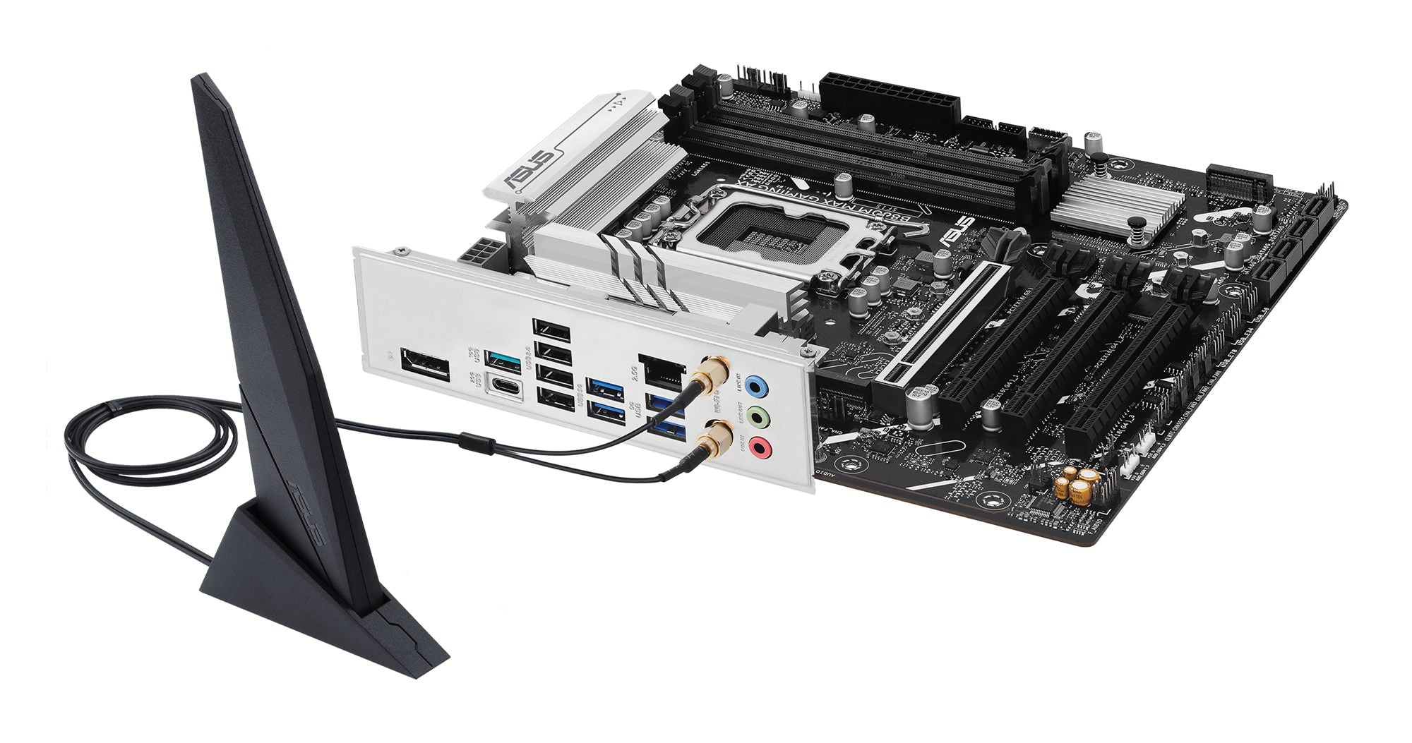 ASUS B860M MAX GAMING AX Intel LGA1851 mATX motherboard Advanced AI 4xDDR5 PCIe 5.0 x16 3xM.2 1xDisplayPort 4xSATA