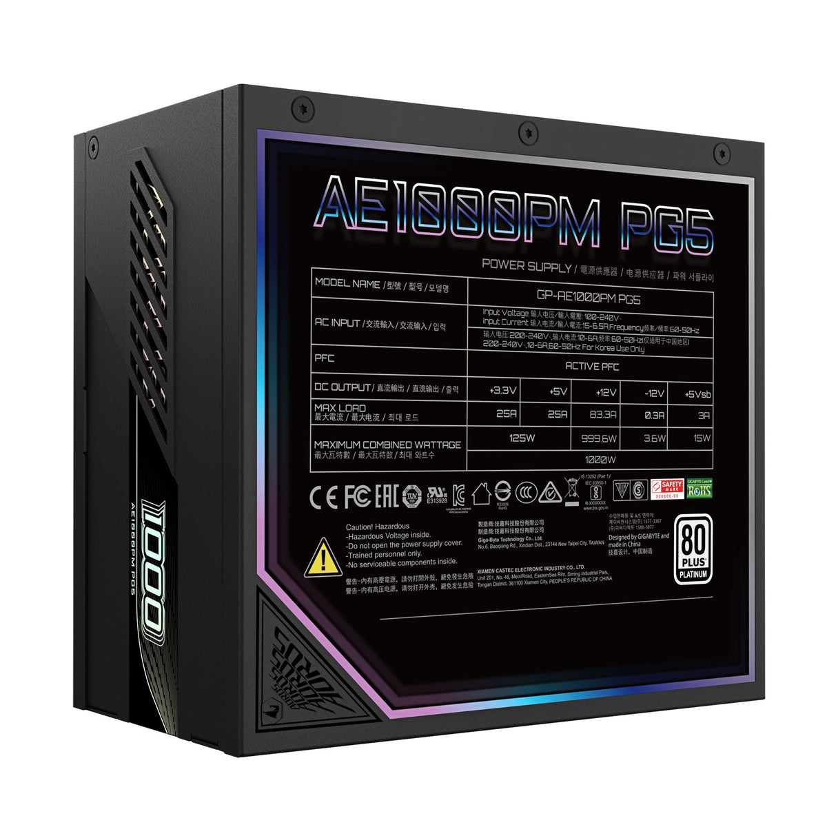 GIGABYTE AORUS ELITE P1000W unité d'alimentation d'énergie 1000 W 20+4 pin ATX Noir