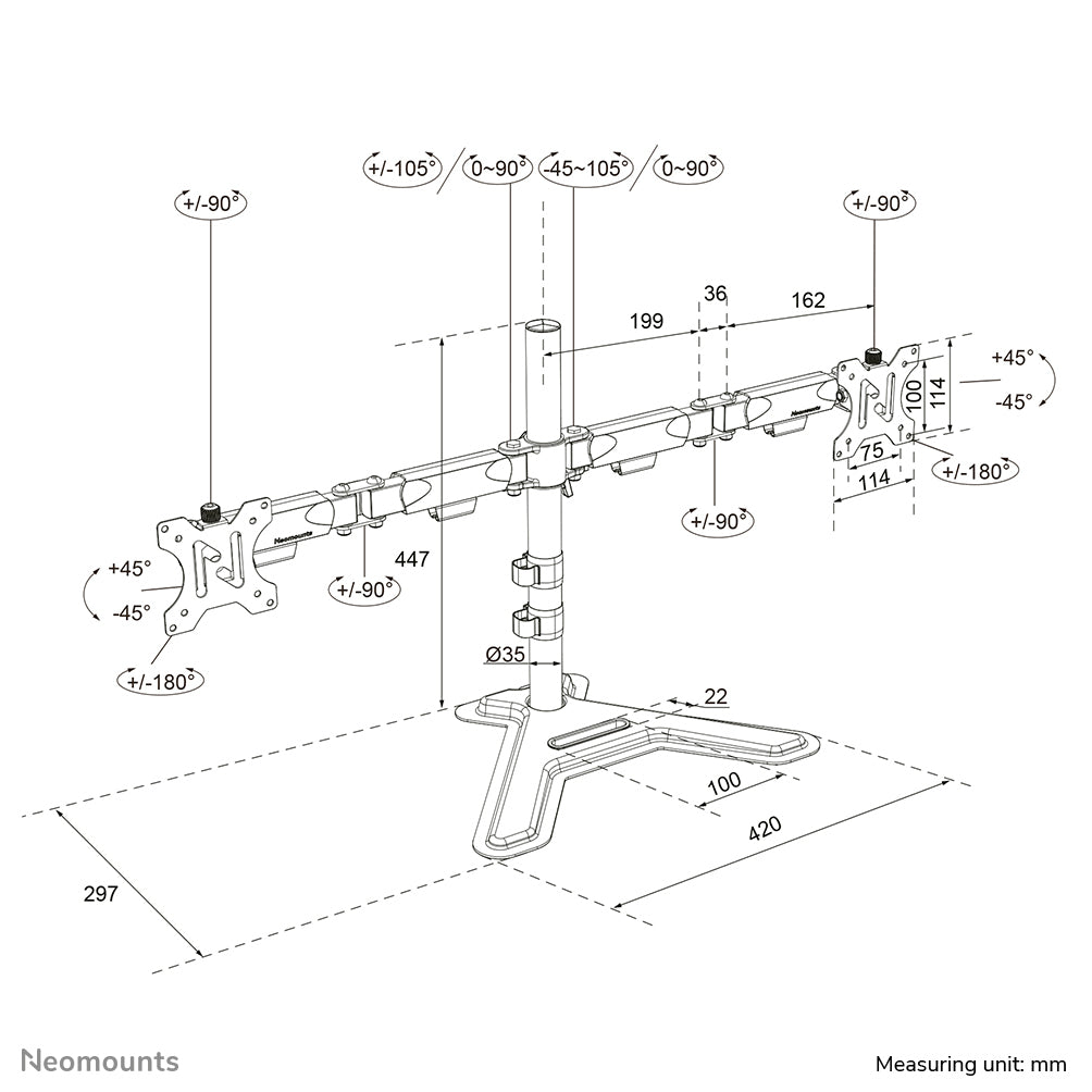 Neomounts DS45-600BL2 Dual monitor stand