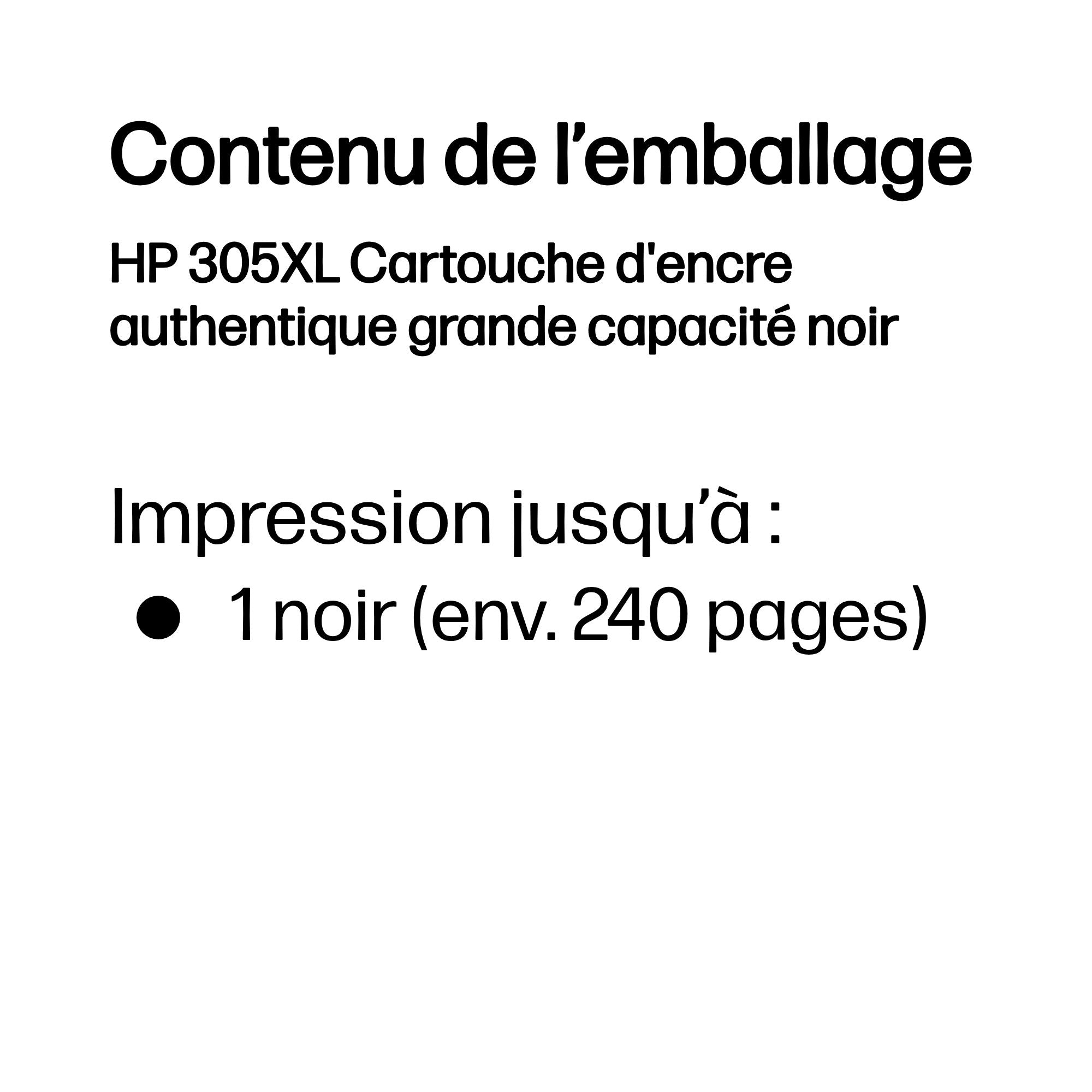 HP 305 XL Cartouche d'encre noire 3YM62AE Instant Ink