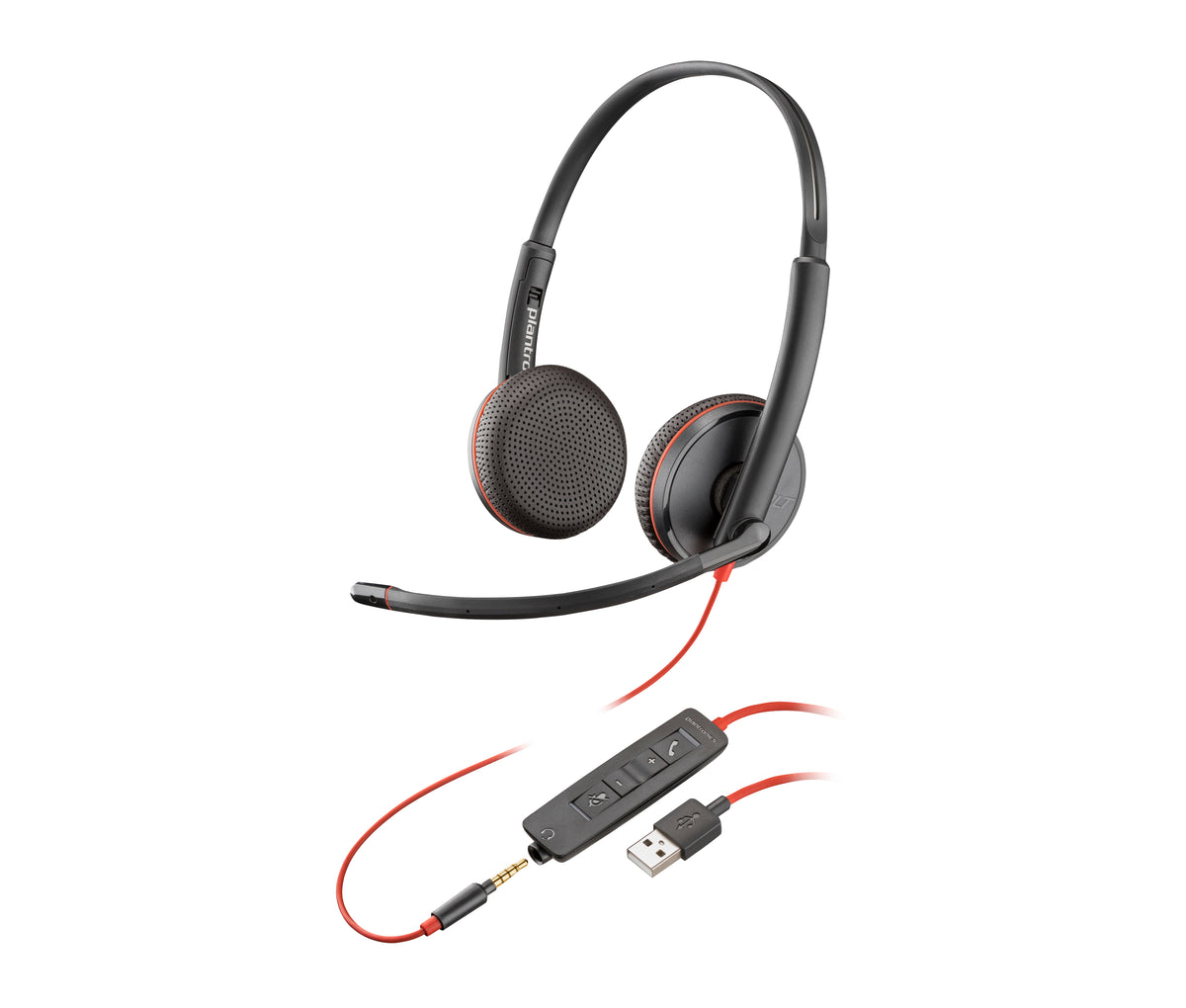 HP Poly Blackwire 3225 Stereo USB-A Headset (Bulk) Avec fil Arceau Bureau/Centre d'appels USB Type-A Noir