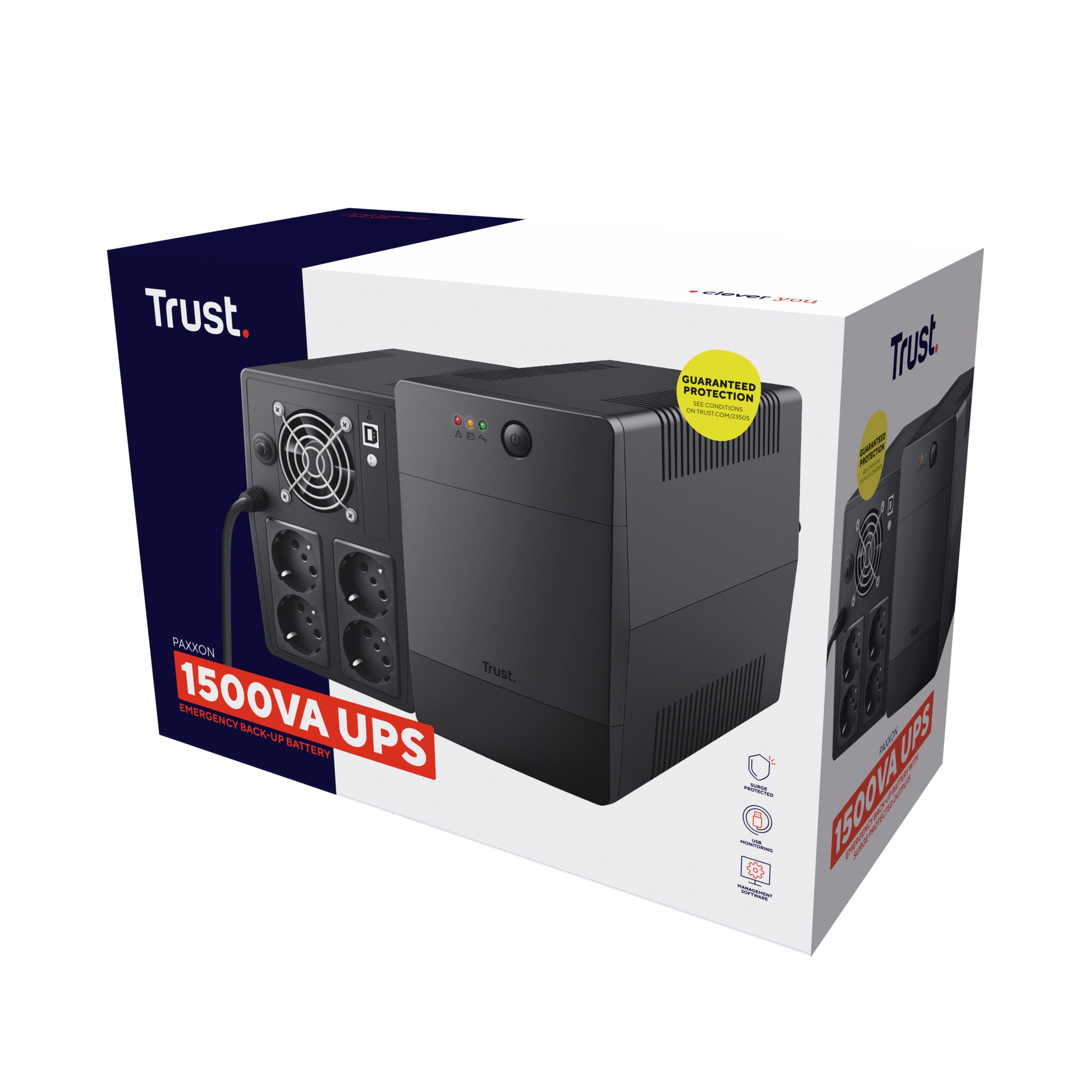 TRUST Onduleur PAXXON 1500 VA avec 4 prises
