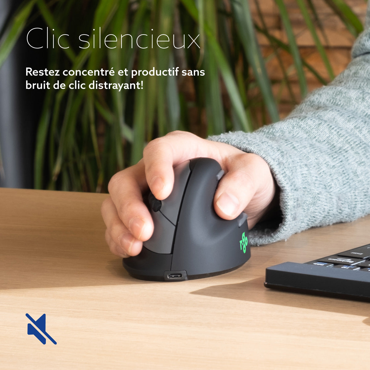 R-GO TOOLS Souris HE Break, droiter, Bluetooth, L noire