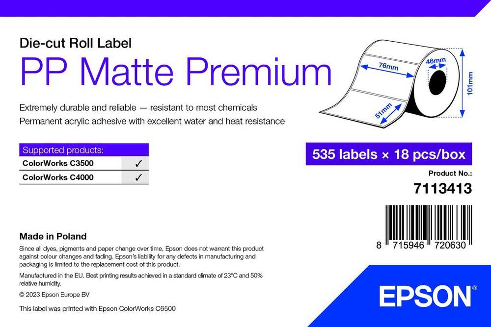 Epson 7113413 étiquette a imprimer Blanc Imprimante d'étiquette adhésive