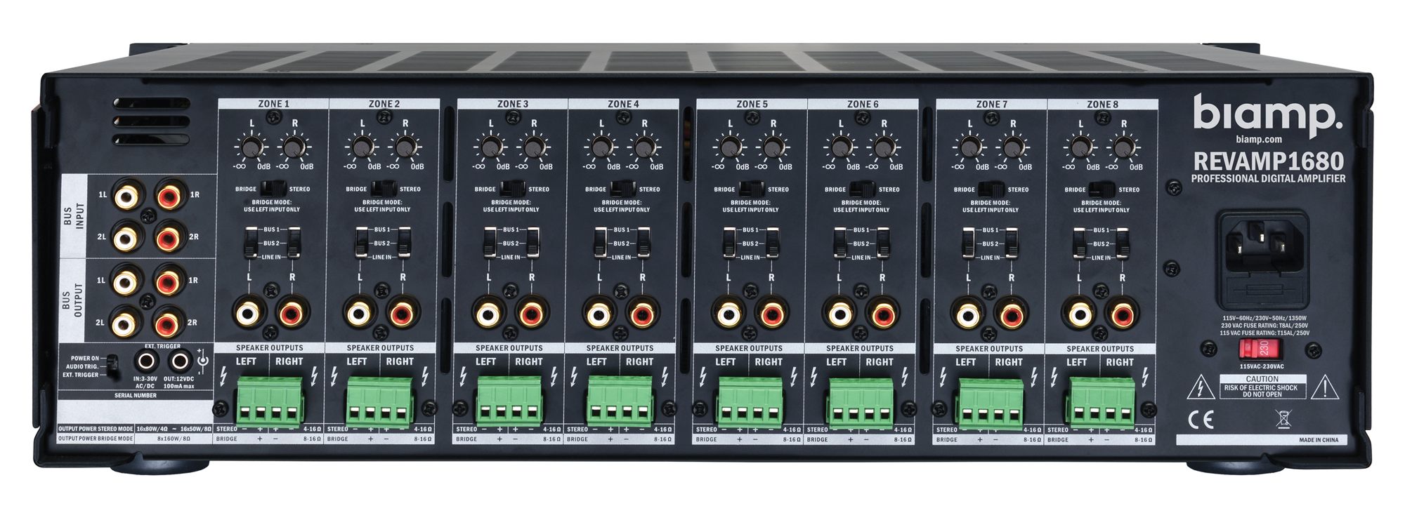 Biamp Professional 16 Channel Class-D Power Amplifier (16x 100W/4 Ohms)