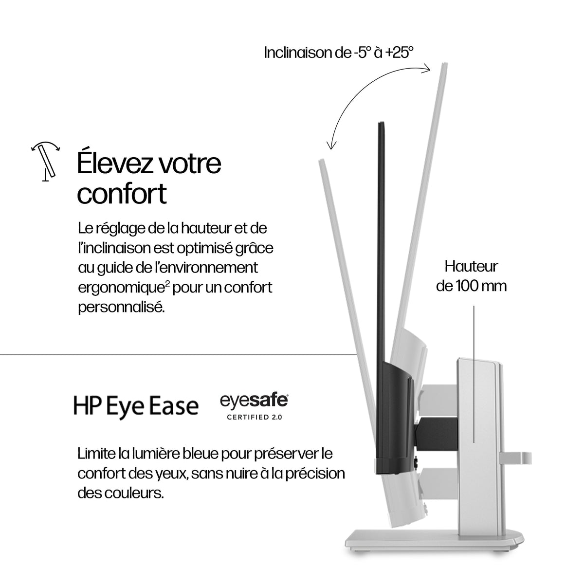"HP Series 5 23.8 inch FHD Height Adjust Monitor - 524sh écran plat de PC 60,5 cm (23.8"") 1920 x 1080 pixels LCD Argent"