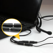 Headset adapter with headphone/mic plugs