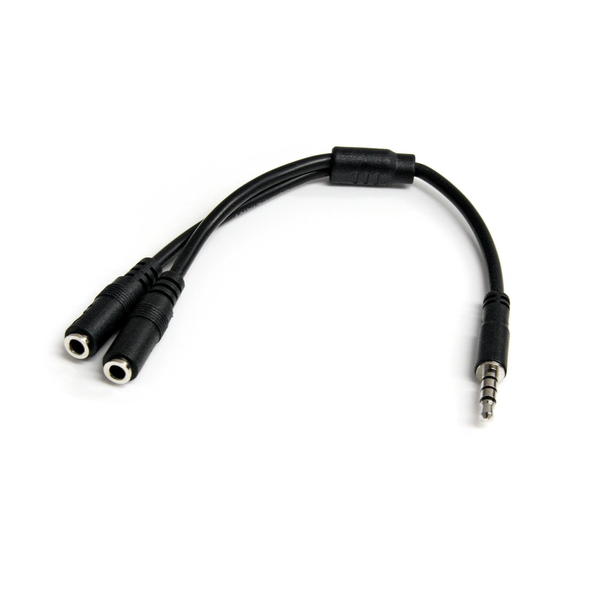 Headset adapter with headphone/mic plugs