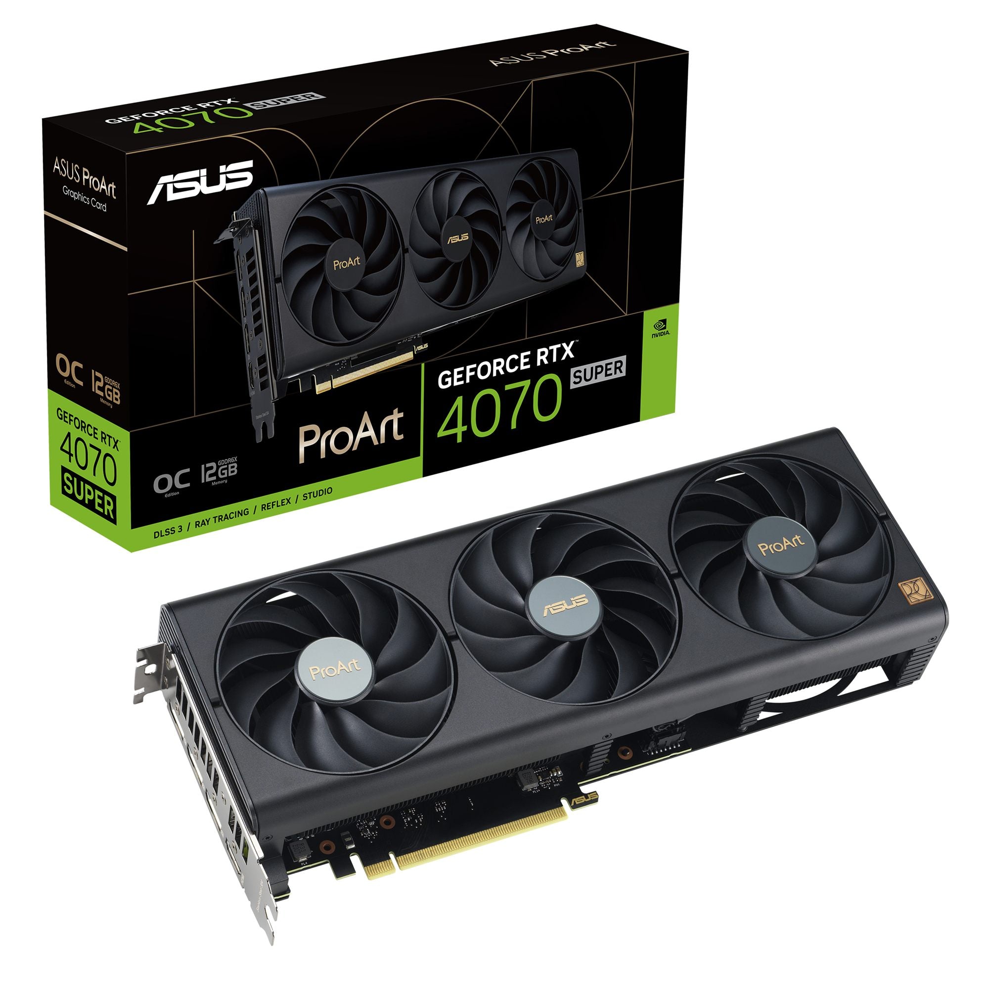 ASUS ProArt GeForce RTX 4070 SUPER OC Edition 12Go GDDR6X Graphics Card PCIe 4.0 12Go GDDR6X DLSS 3 HDMI 2.1a DisplayPort 1.4a