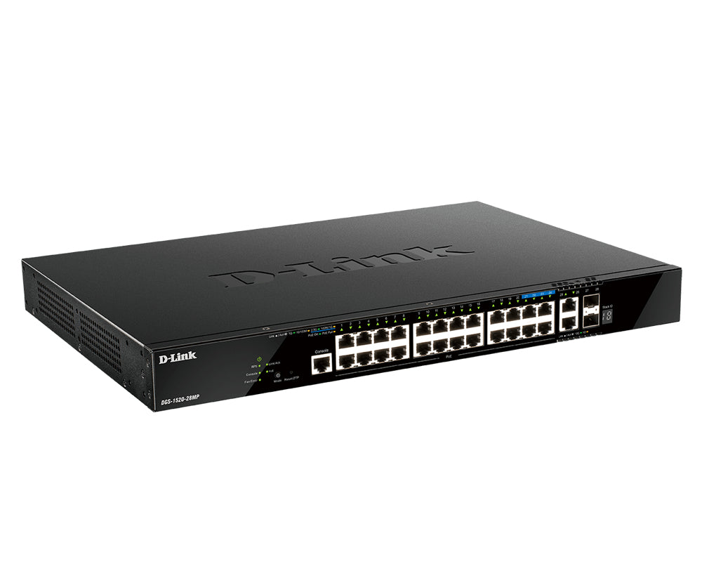 D-LINK DGS-1520-28MP/E 28-Port Smart Managed PoE+ Gigabit Stack Switch 4x 2.5 GE 4x 10G