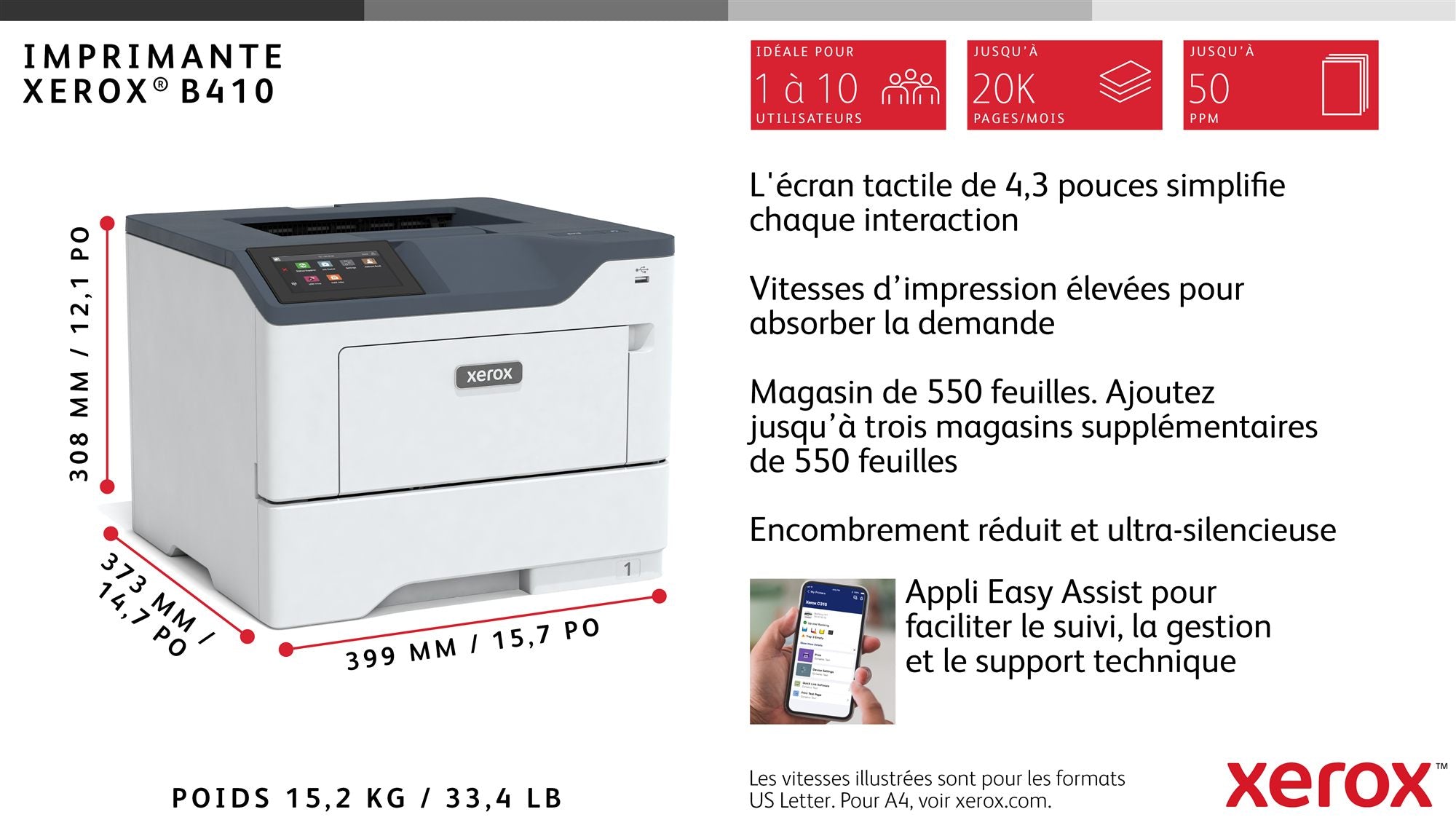 B410 A4 47ppm Duplex Printer PS3