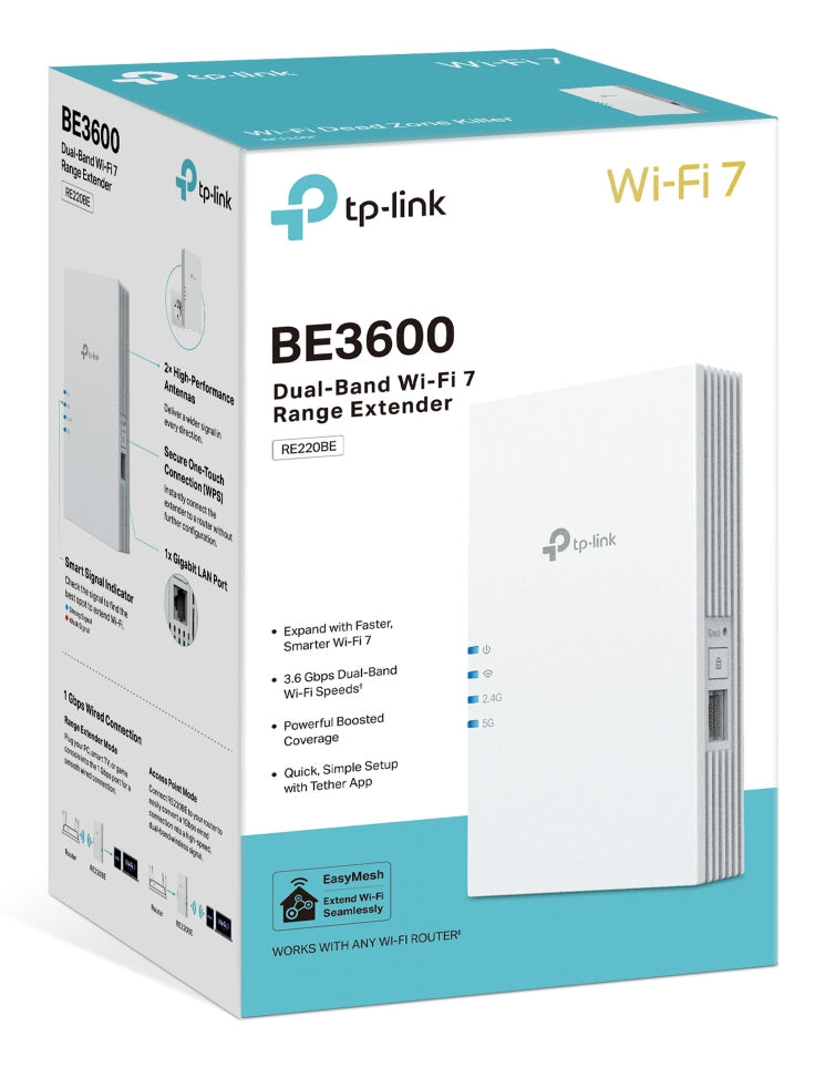 TP-Link RE220BE prolongateur réseau Répéteur réseau Blanc 1000 Mbit/s