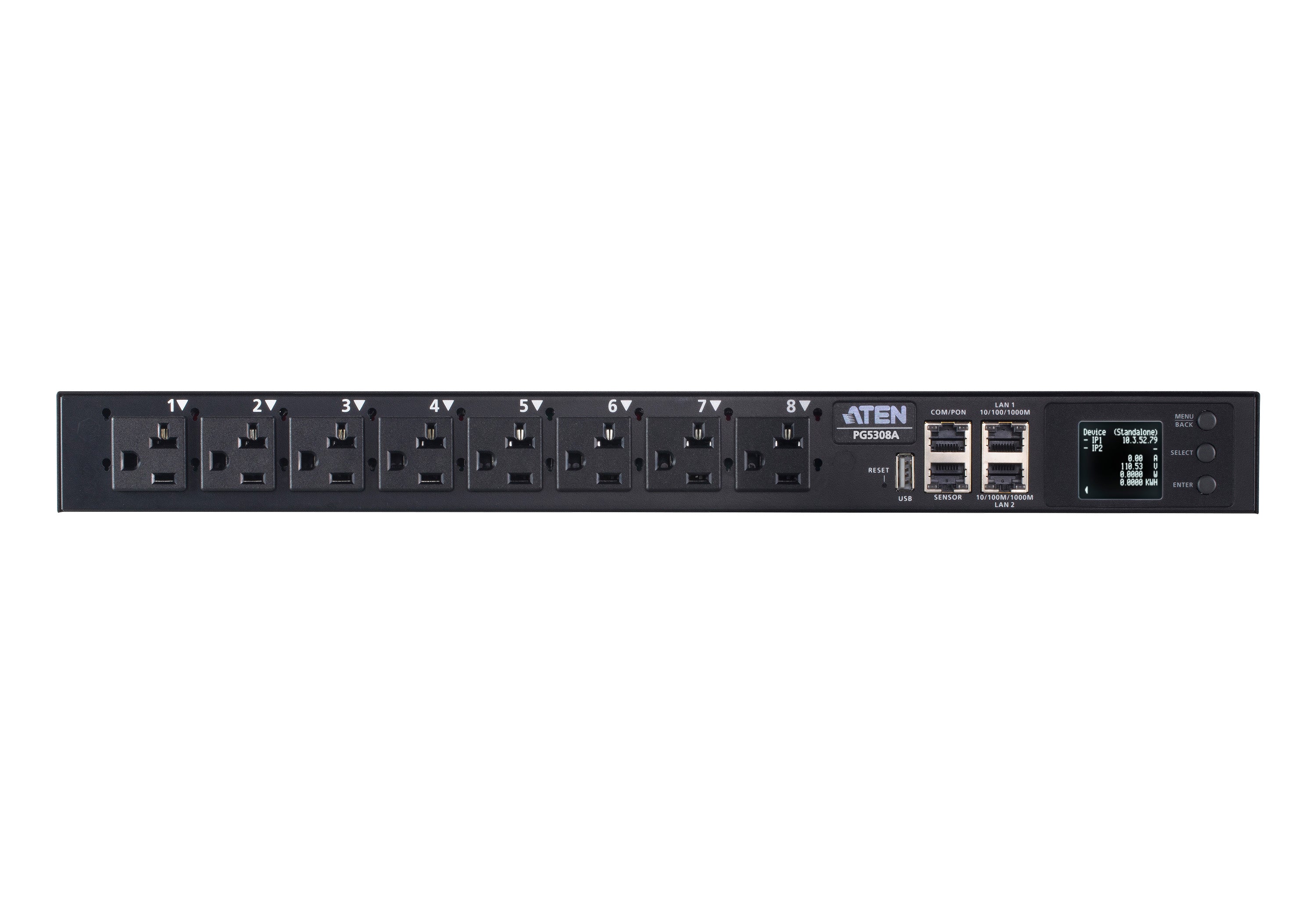 ATEN PG5308G ECO PDU MULTIPRISE IP 6xC13+2xC19 mesuré