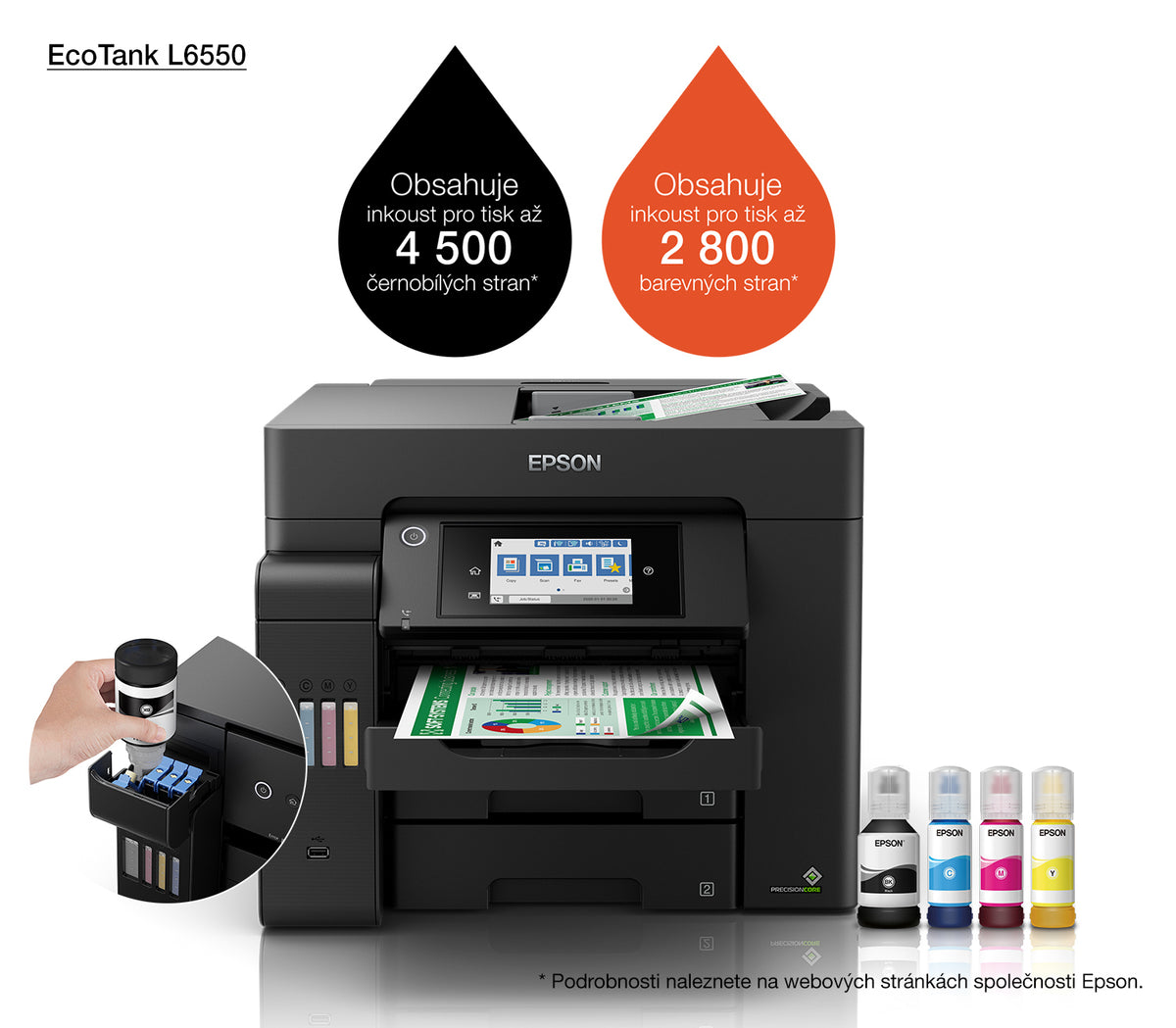 Epson EcoTank L6550 - appareil tout-en-un d'impression - impression, numérisation, copie, fax 4800 x 2400 DPI A4 25ppm Wi-Fi AirPrint