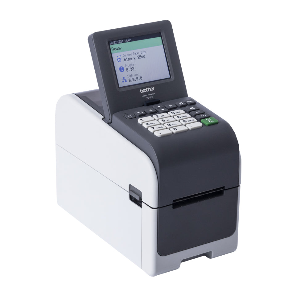 BROTHER 2p label printer USB connection 203dpi Ethernet Possible battery LCD screen Bluetooth Wi-Fi touch screen