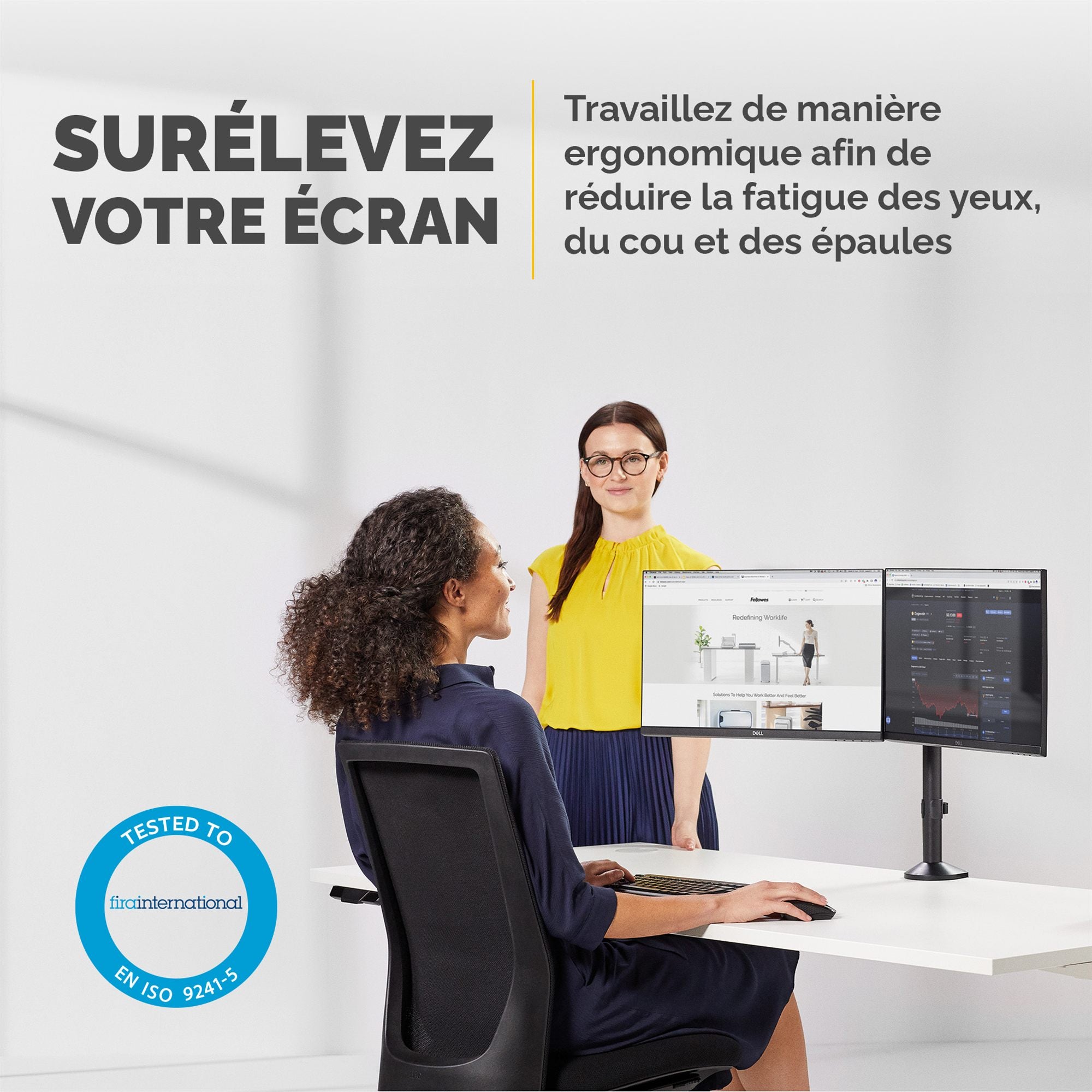 FELLOWES Bras porte-écran double - Reflex