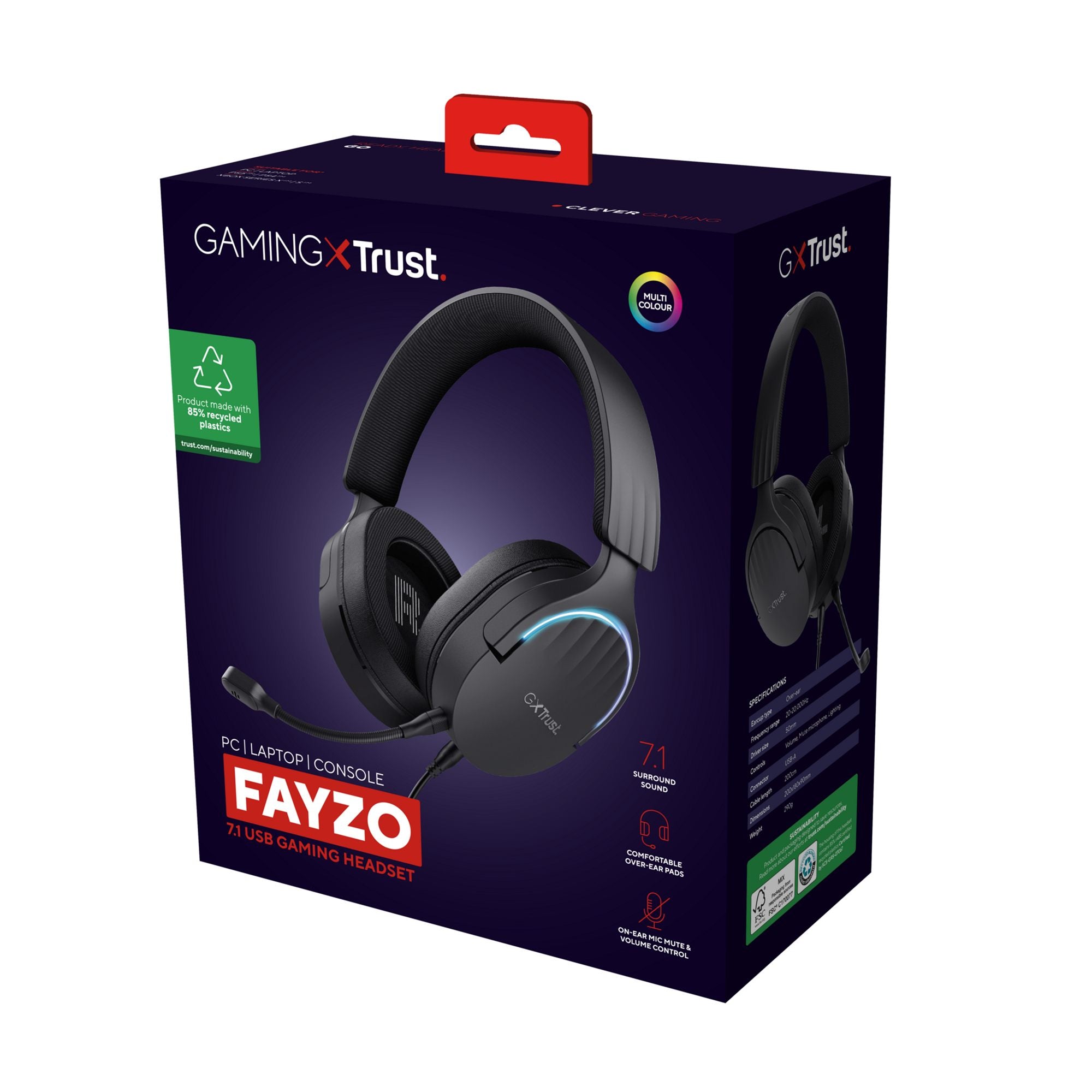 TRUST Casque micro FAYZO 7.1 USB pour PC & Console - Black