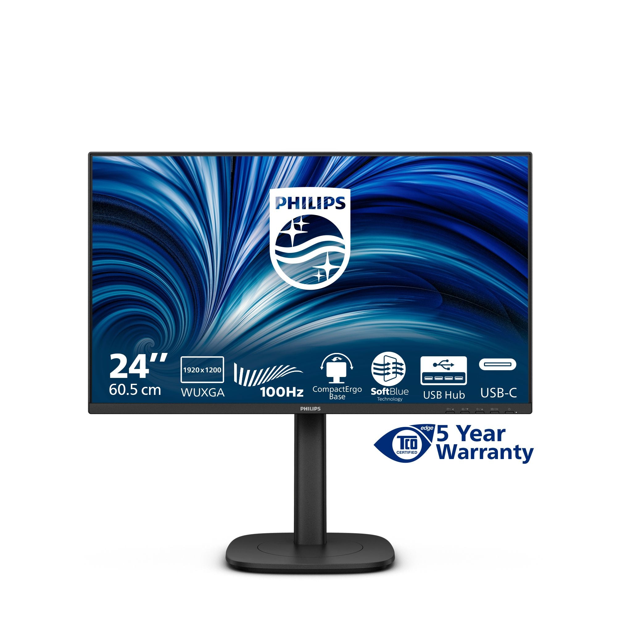 PHILIPS 24p 1920x1200 100Hz IPS Flat H/A 150 MM DICOM TUV EyeSafe certified USB HUB SPEAKERS DP HDMI Bri 300cd/m2 TCO 10