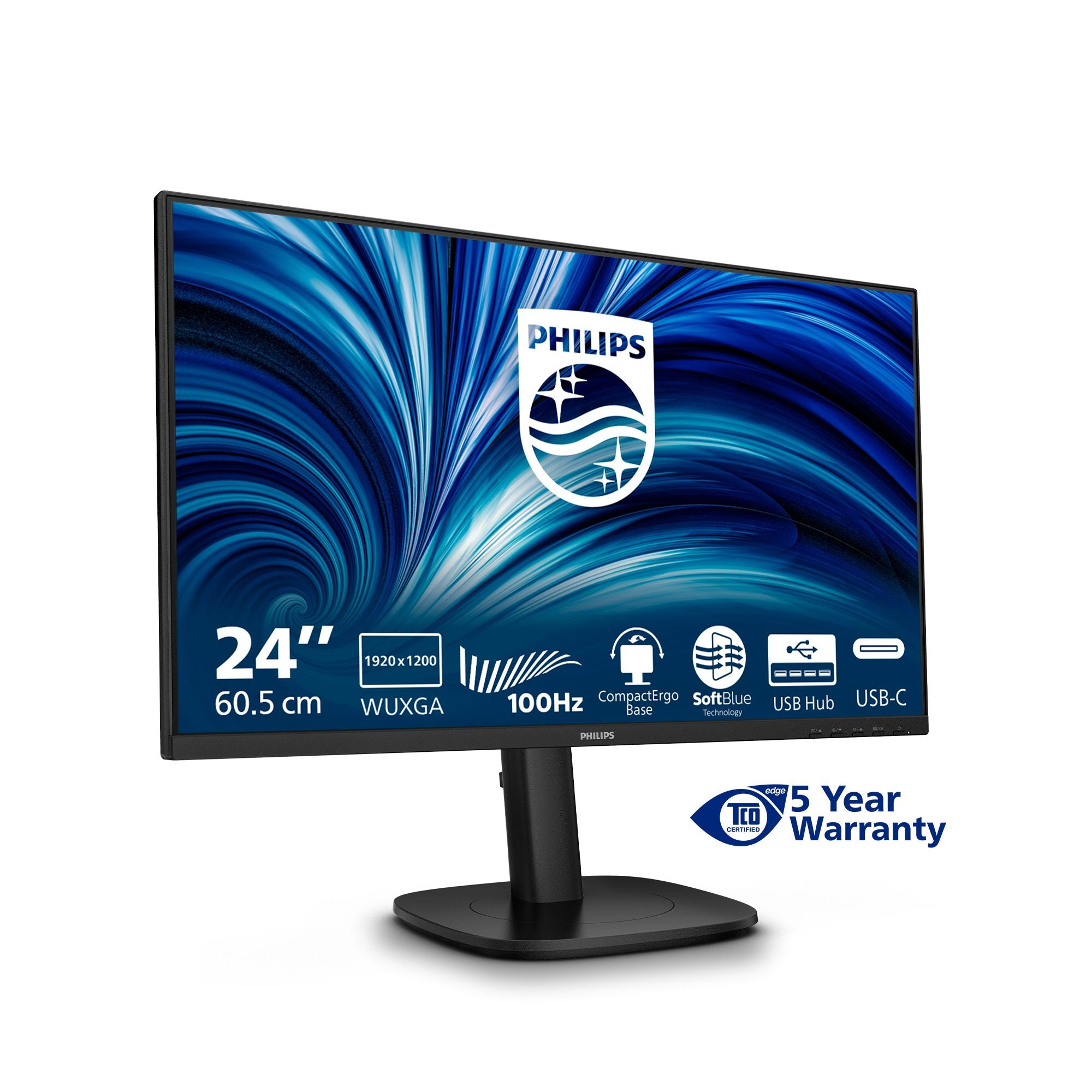 PHILIPS 24p 1920x1200 100Hz IPS Flat H/A 150 MM DICOM TUV EyeSafe certified USB HUB SPEAKERS DP HDMI Bri 300cd/m2 TCO 10
