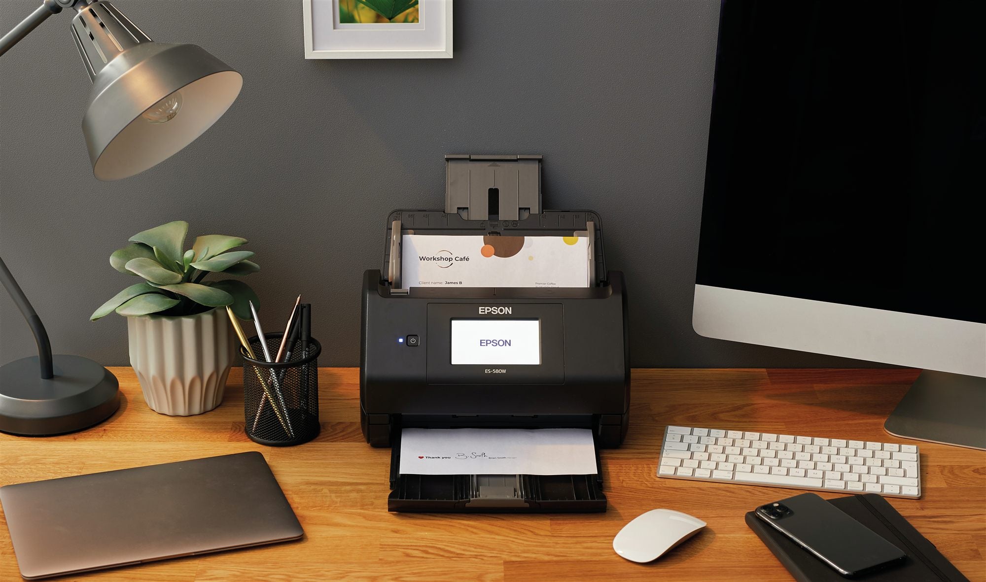 EPSON WorkForce ES-580W Document scanner Contact Image Sensor CIS Duplex 600x600dpi 35ppm ADF 100sheets 4000scans/d USB Wi-Fi