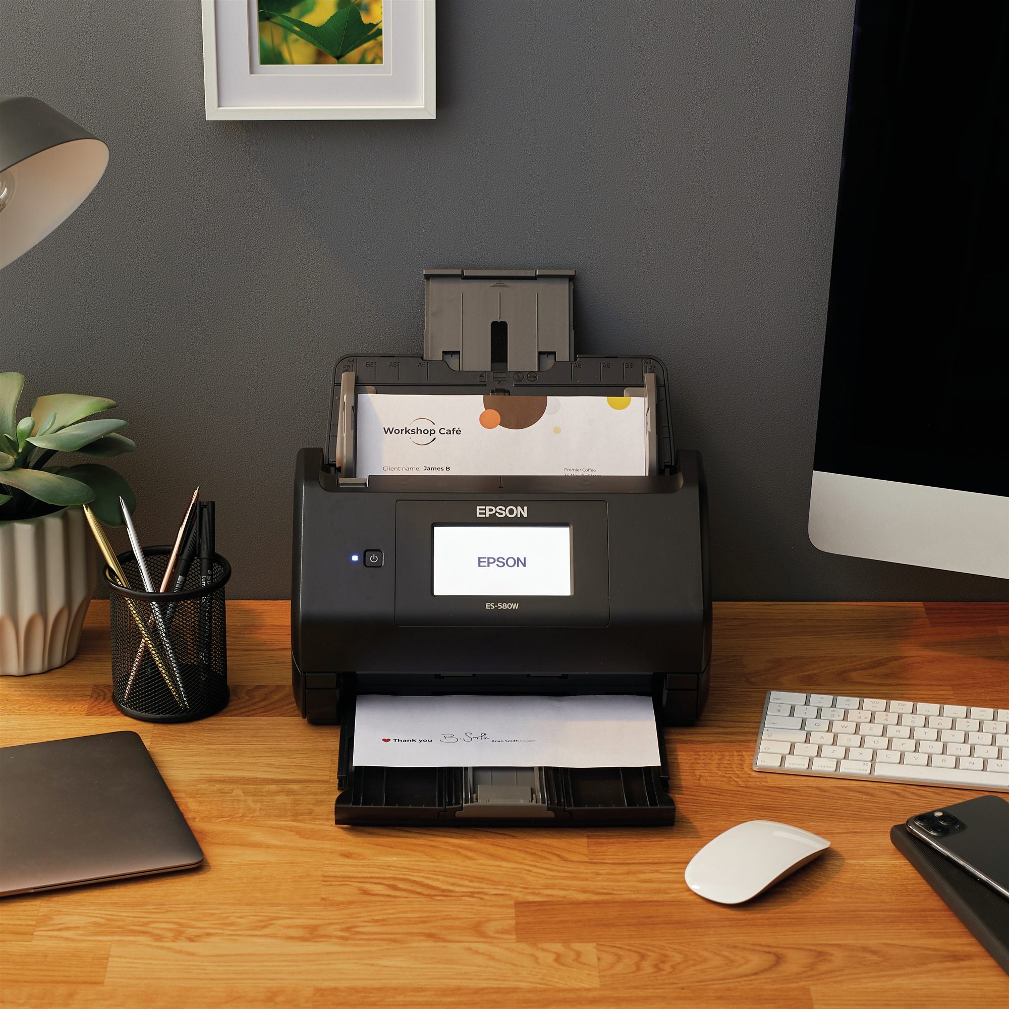 EPSON WorkForce ES-580W Document scanner Contact Image Sensor CIS Duplex 600x600dpi 35ppm ADF 100sheets 4000scans/d USB Wi-Fi