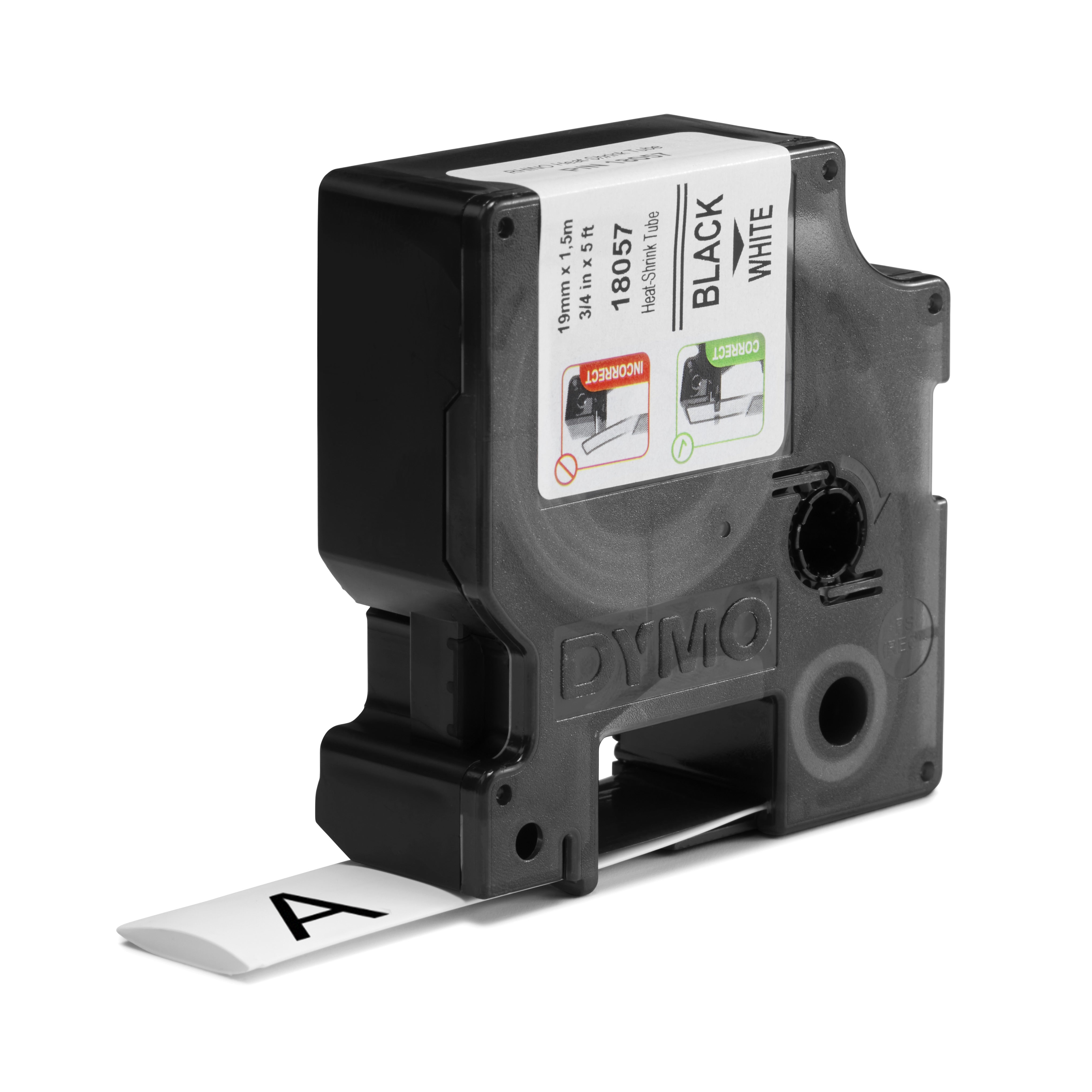 DYMO Rhino Etiquette industrielle gaine thermorétractable 19mm x 1,5m noir/blanc