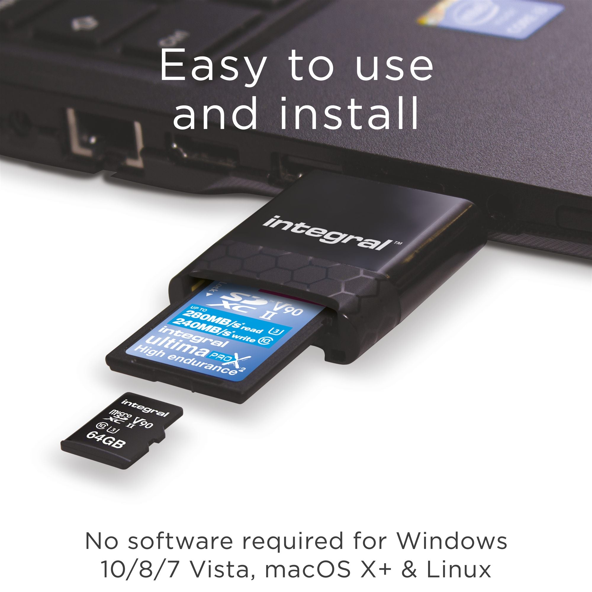 USB 3.0 Cardreader Dual Slot SD MSD UHS2