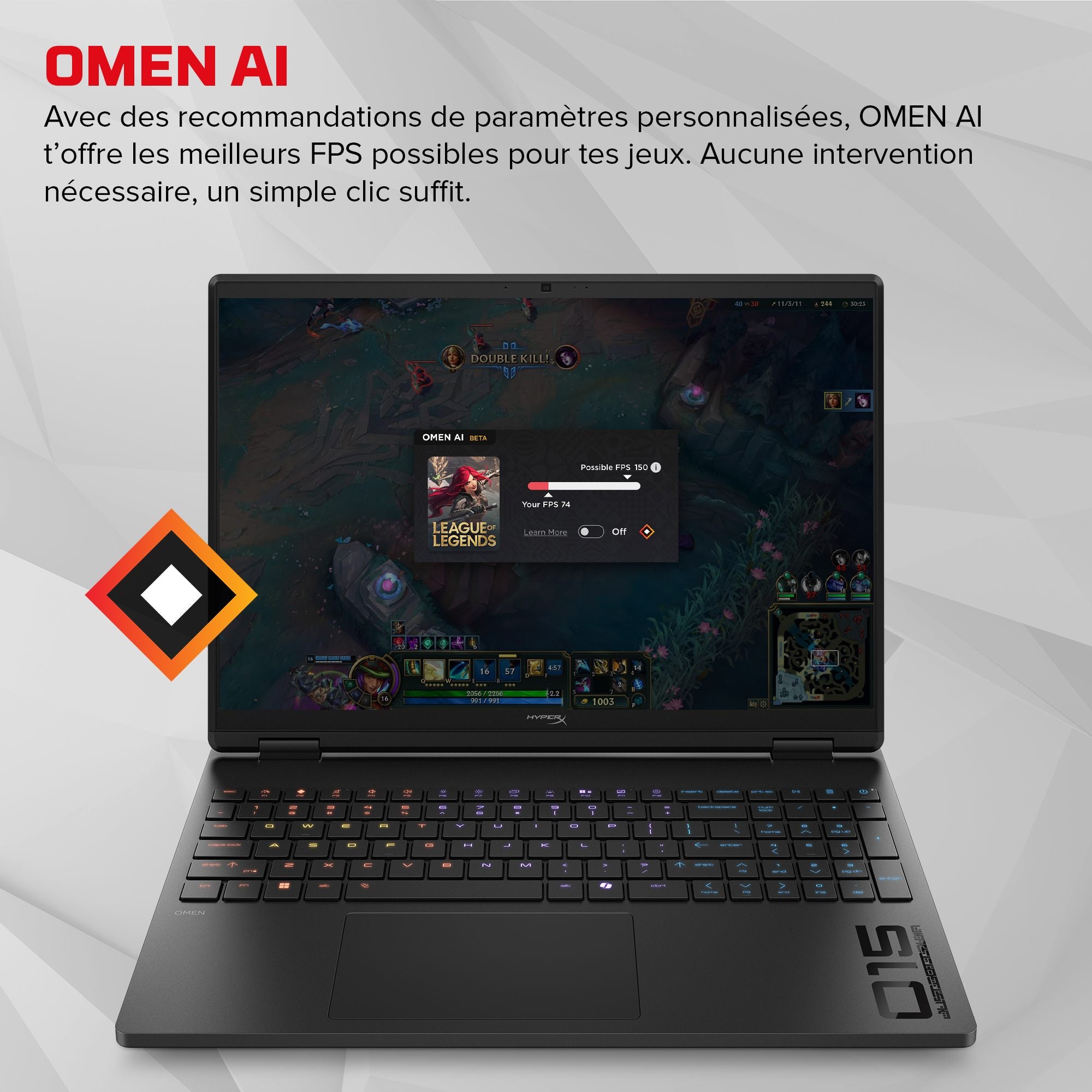 HP HyperX OMEN 15 inch Gaming Laptop PC 15-ga0004nf Intel® Core™ i7 i7-14650HX 38,9 cm (15.3") 2.5K 24 Go DDR5-SDRAM NVIDIA GeForce RTX 5060 Wi-Fi 6 (802.11ax) Windows 11 Home Noir