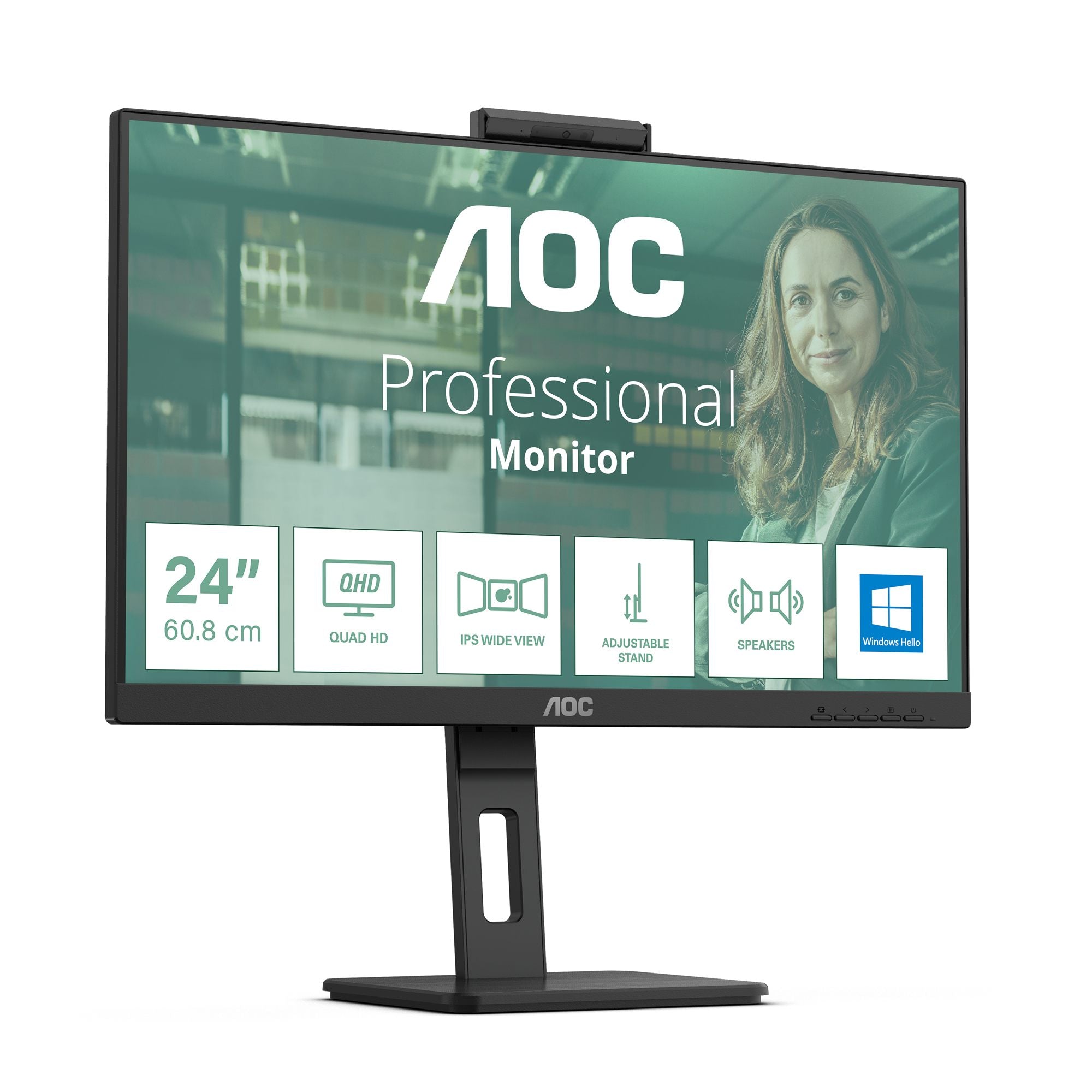 AOC 24P3CW 24P3CW - Ecran- 24" 1920 x 1080 Full HD (1080p) @ 75 Hz - IPS - 300cd/mÂ² - 1000:1 - 4 ms - HDMI, 2xDP - USB-C - enceintes